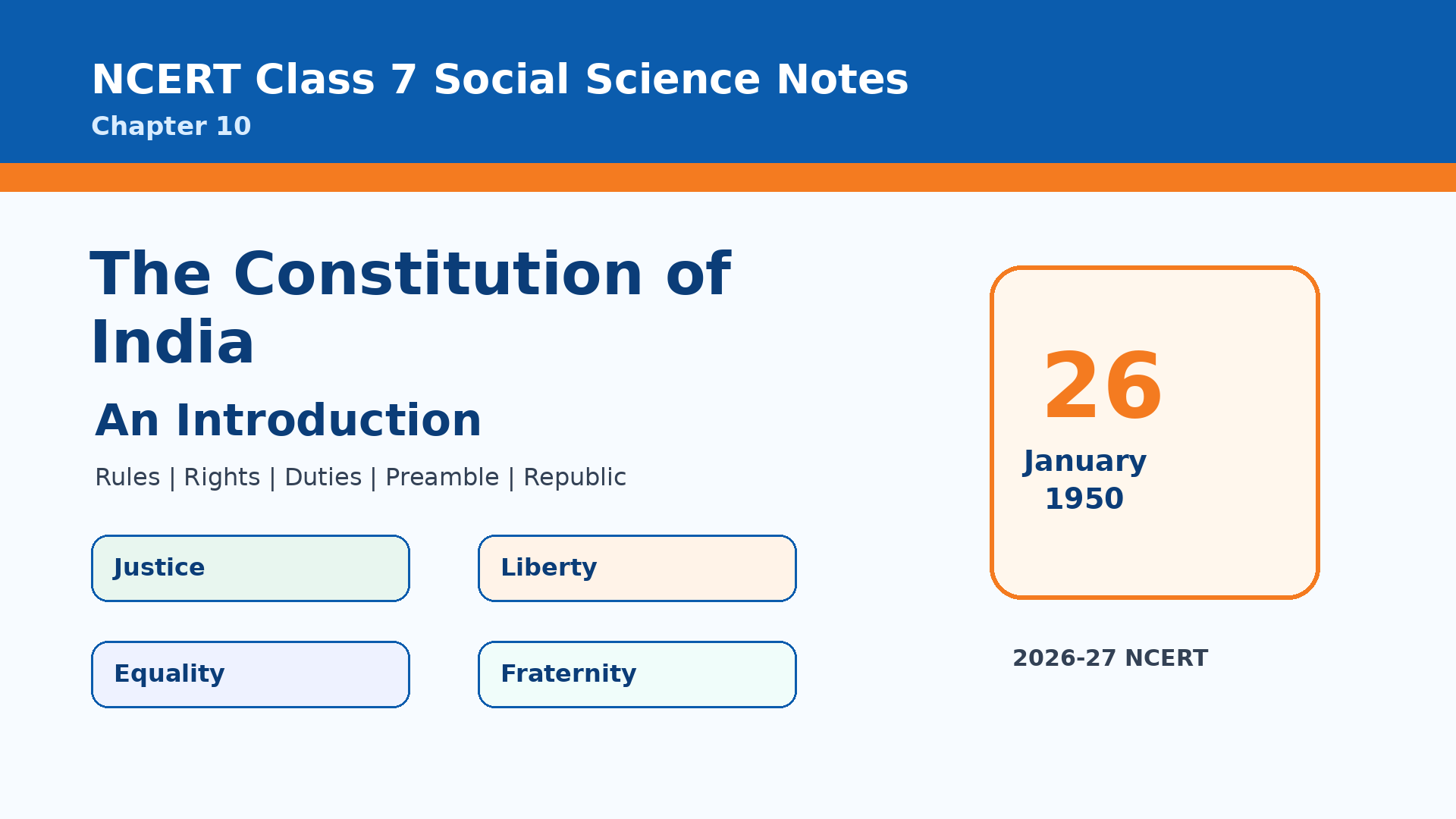 NCERT Class 7 Social Science Chapter 10 The Constitution of India Notes