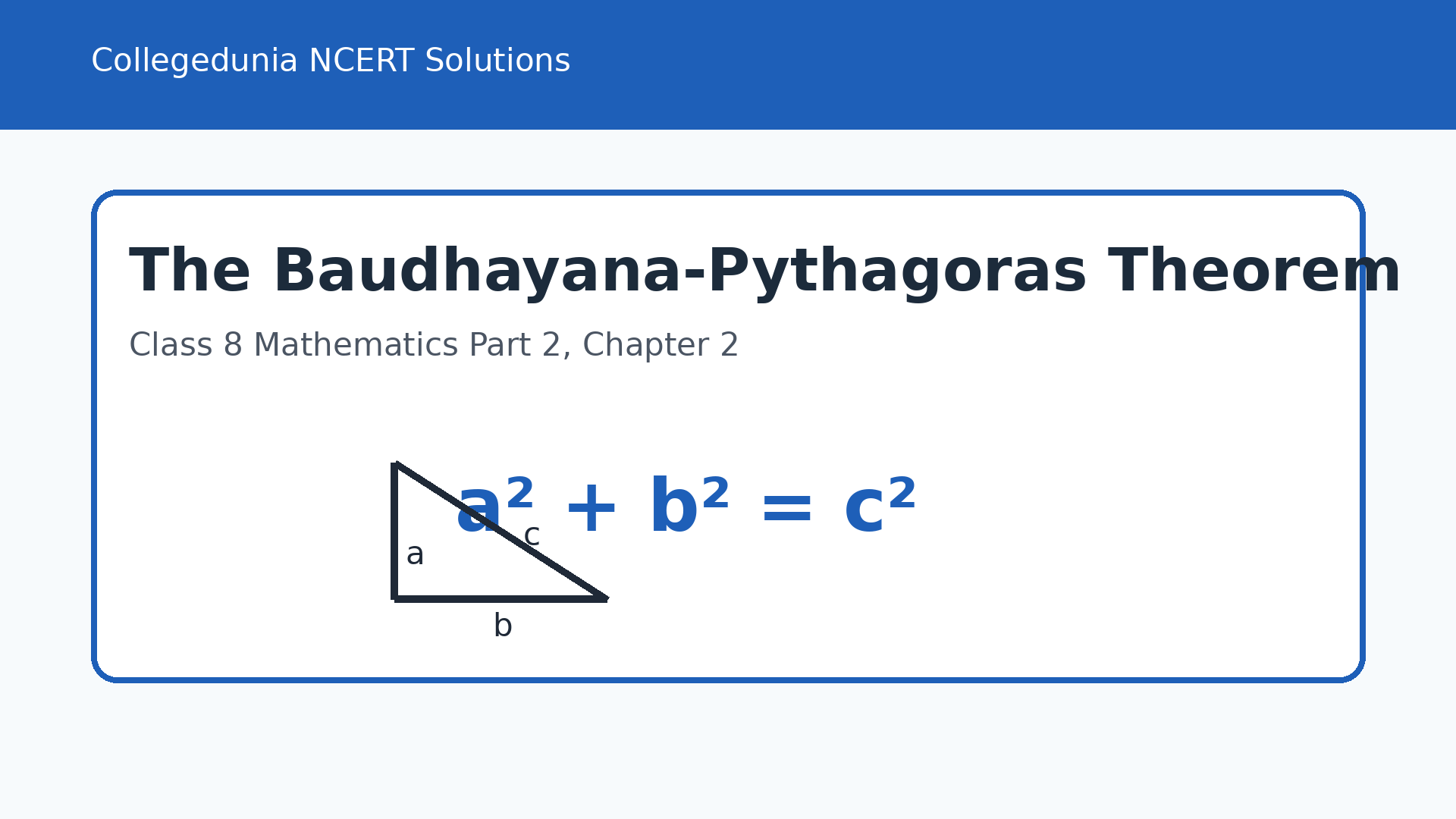 The Baudhayana Pythagoras Theorem Class 8 Mathematics NCERT Solutions featured image