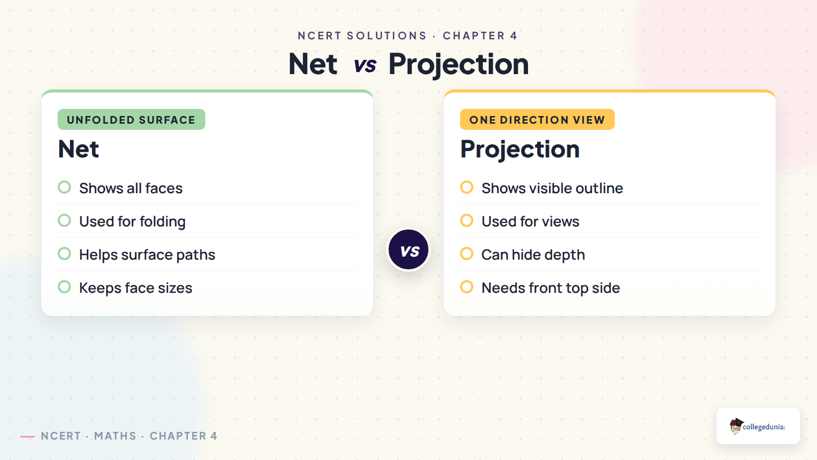 Net and projection comparison for Class 8 geometric themes