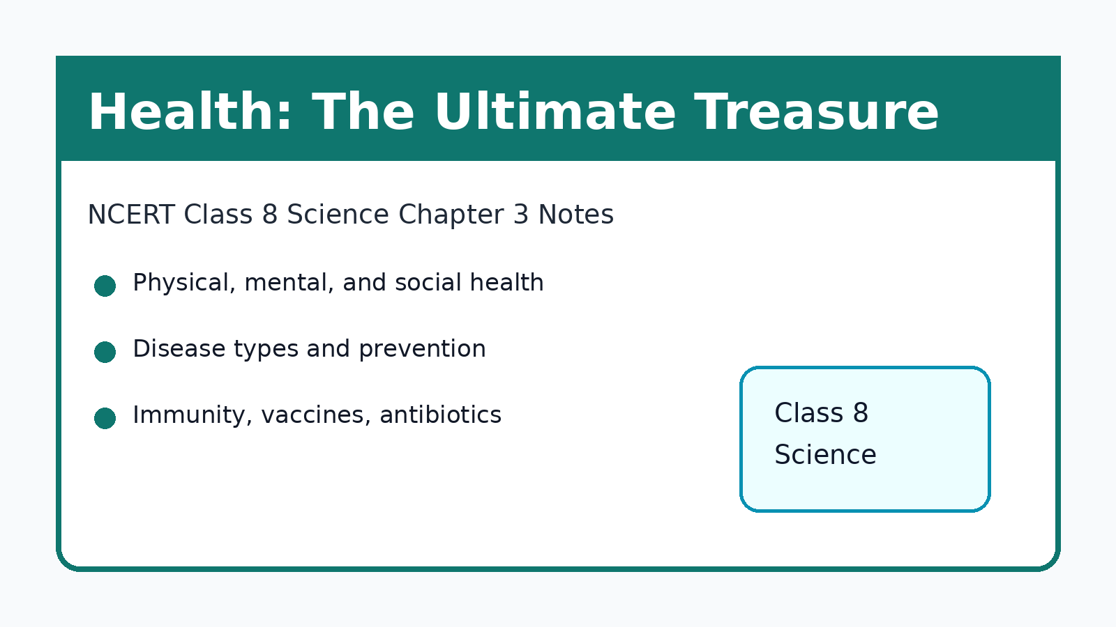 NCERT Class 8 Science Chapter 3 Health The Ultimate Treasure Notes featured image