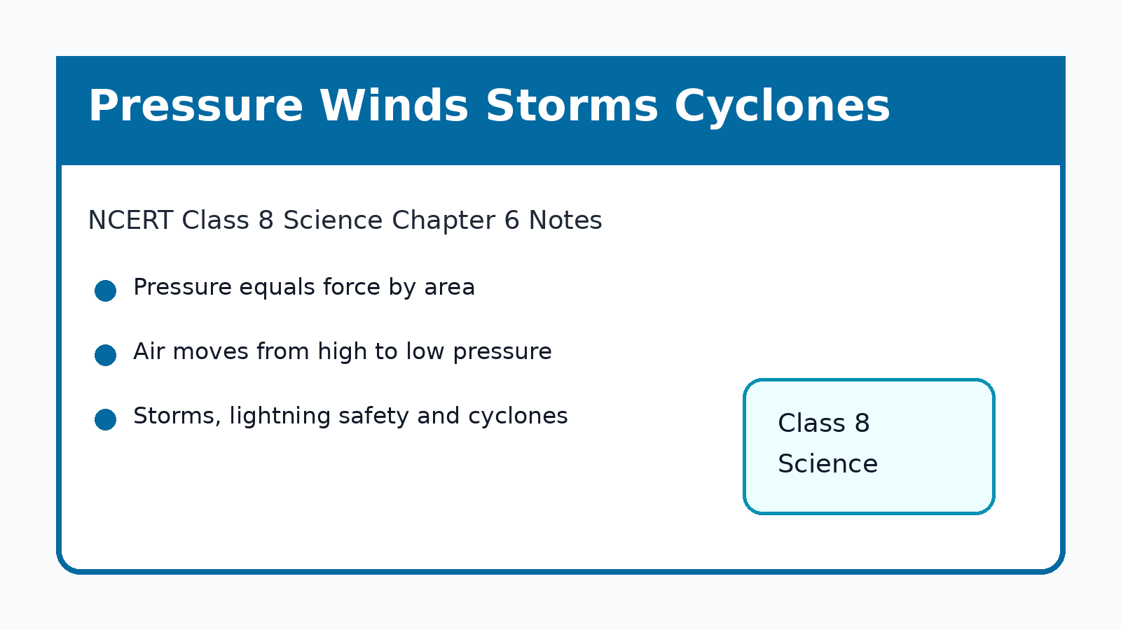 NCERT Class 8 Science Chapter 6 Pressure Winds Storms and Cyclones Notes featured image