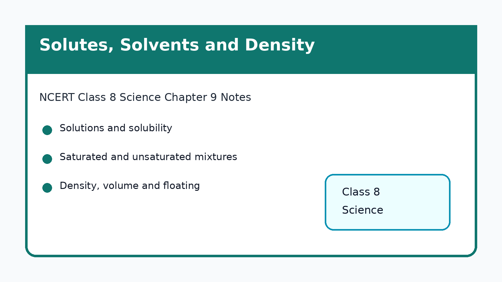 NCERT Class 8 Science Chapter 9 Solutes Solvents and Solutions Notes featured image