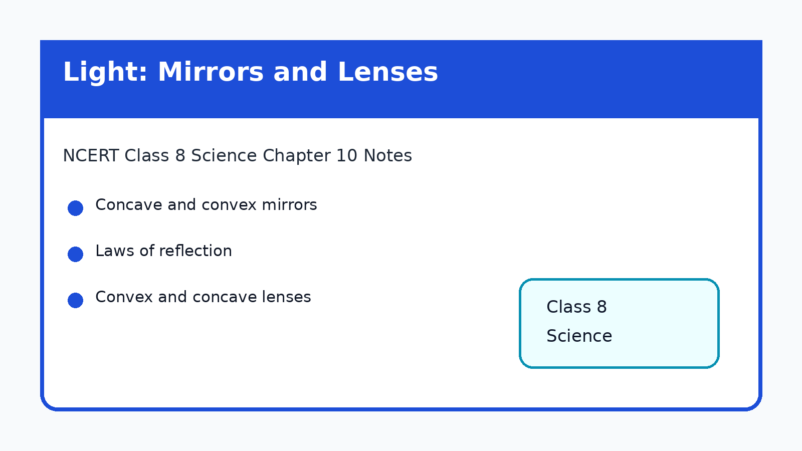 NCERT Class 8 Science Chapter 10 Light Mirrors and Lenses Notes featured image