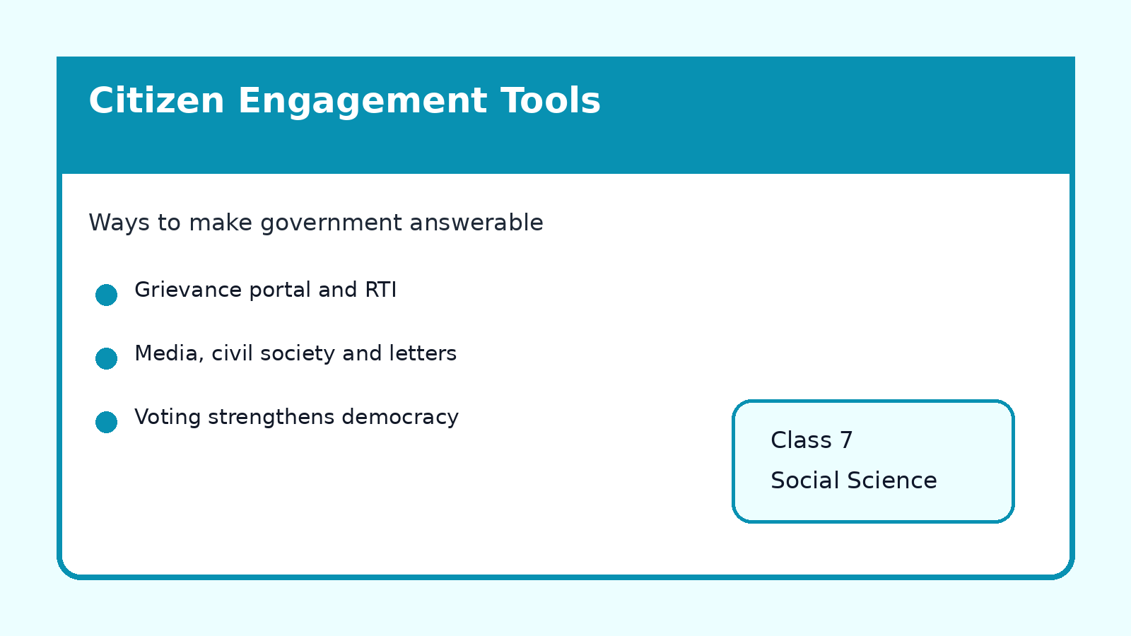 Citizen engagement tools for Class 7 Social Science Chapter 6 notes