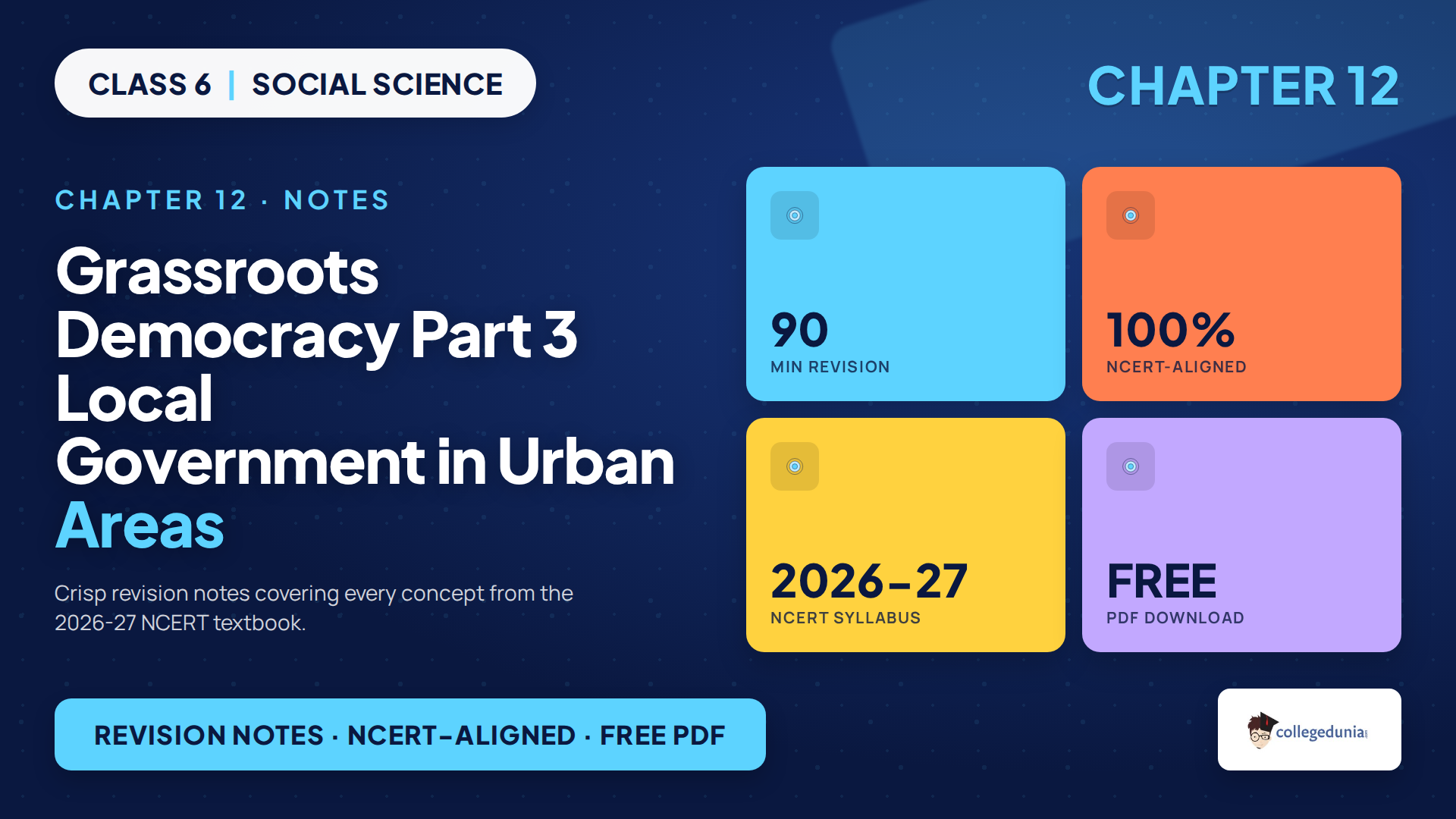 NCERT Class 6 Social Science Chapter 12 Local Government in Urban Areas notes featured image