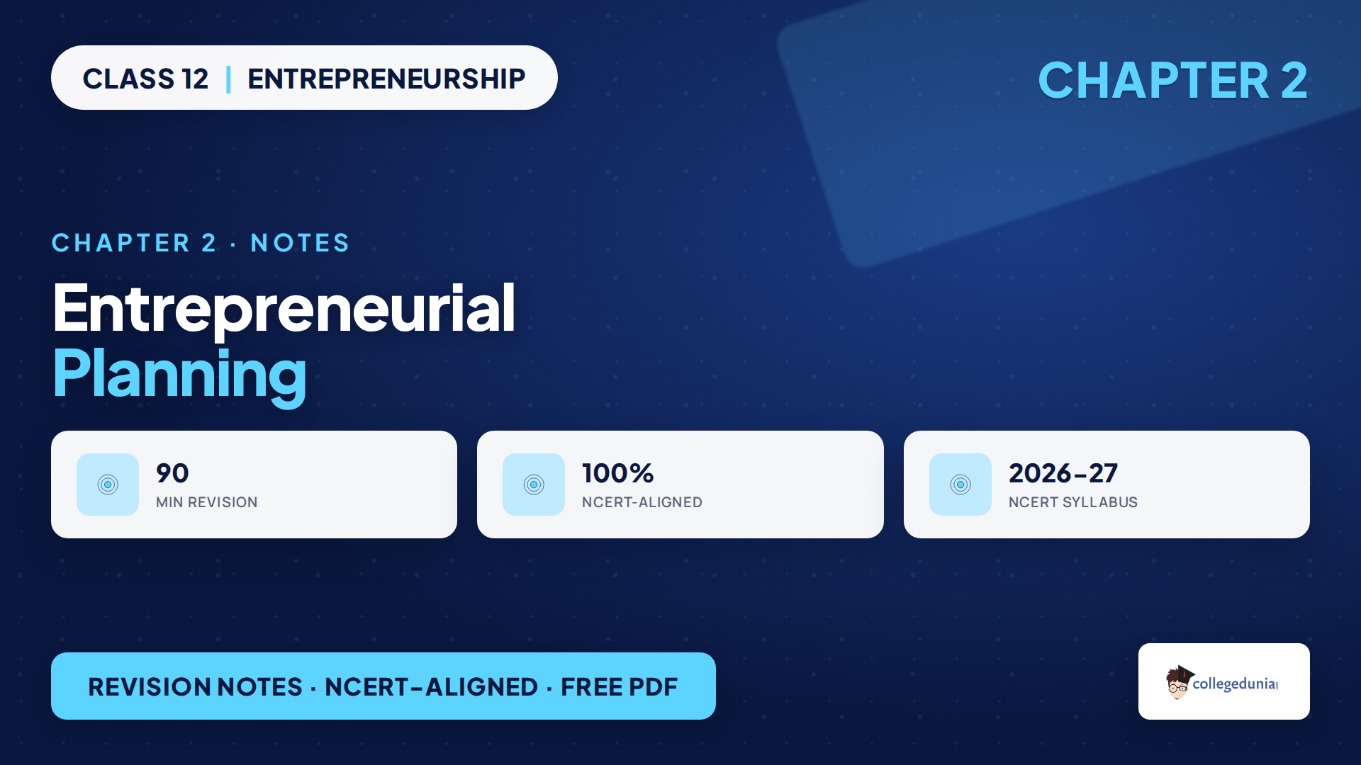 Class 12 Entrepreneurship Chapter 2 Entrepreneurial Planning notes 2026-27
