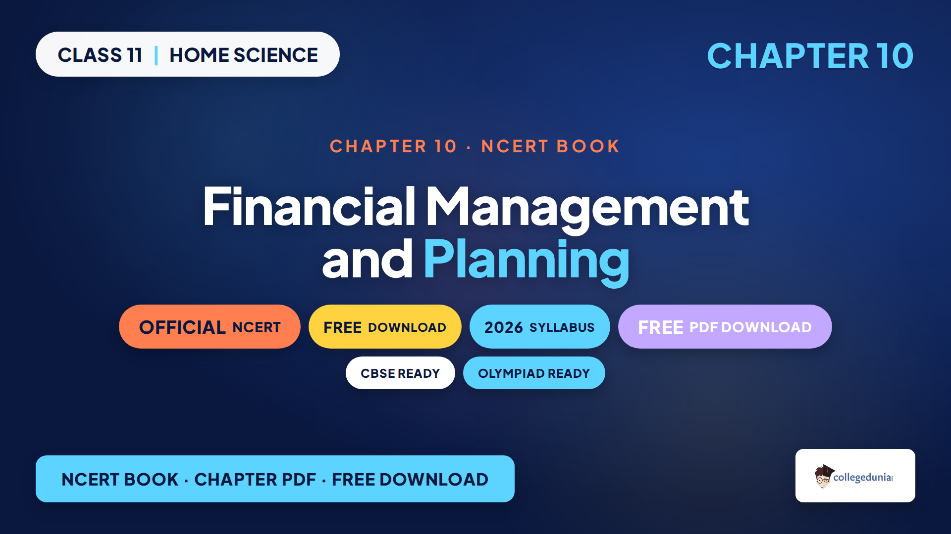 NCERT Class 11 Home Science Chapter 10 Financial Management and Planning book PDF