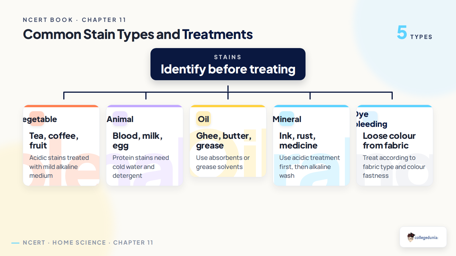 Common stain types and treatments in Home Science