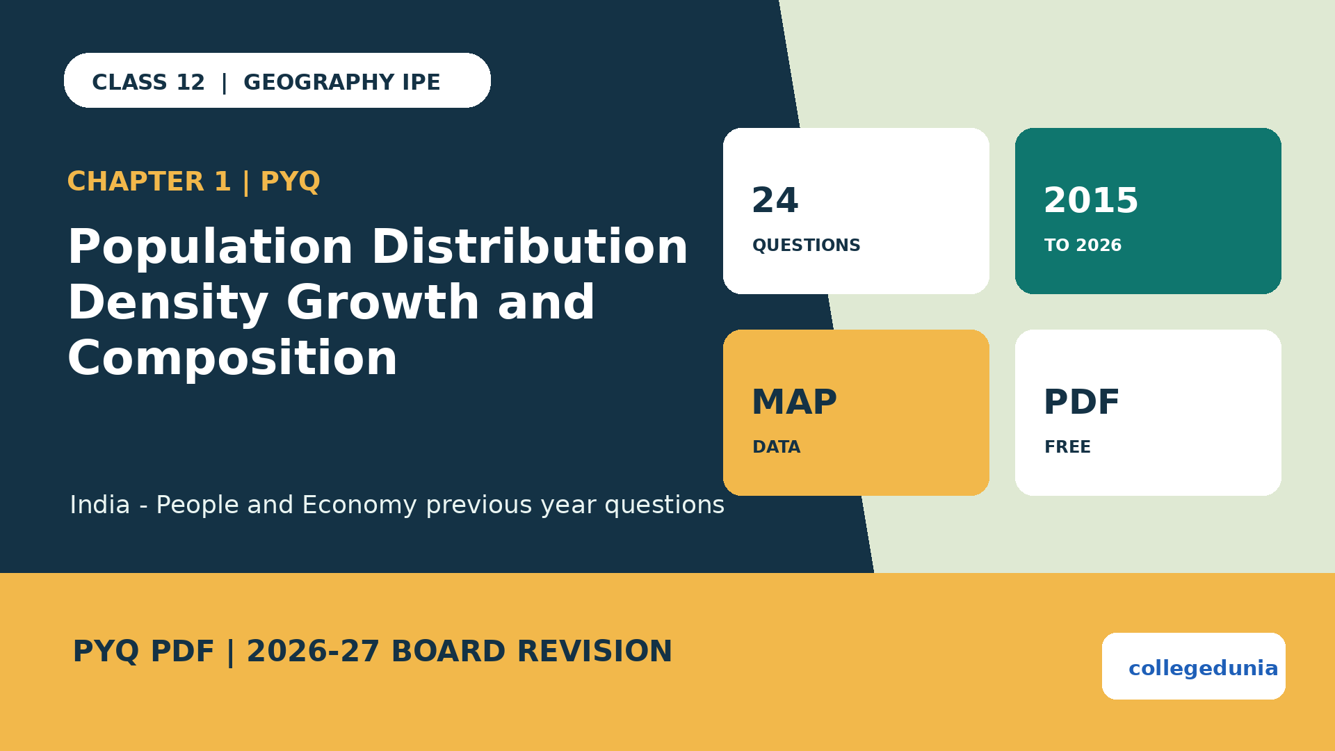 Class 12 Geography Population Distribution Density Growth and Composition PYQ PDF