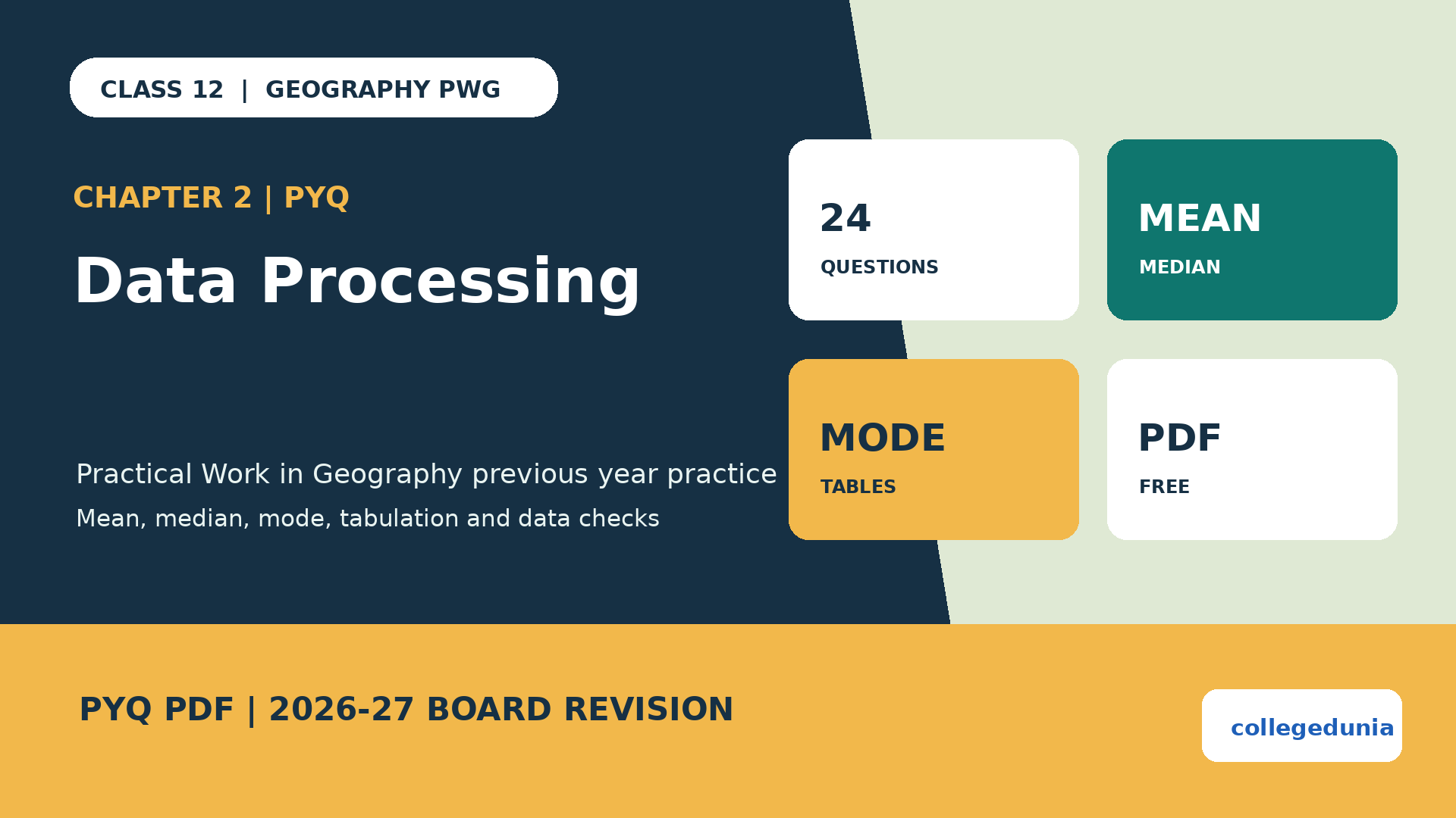 Class 12 Geography Data Processing PYQ PDF