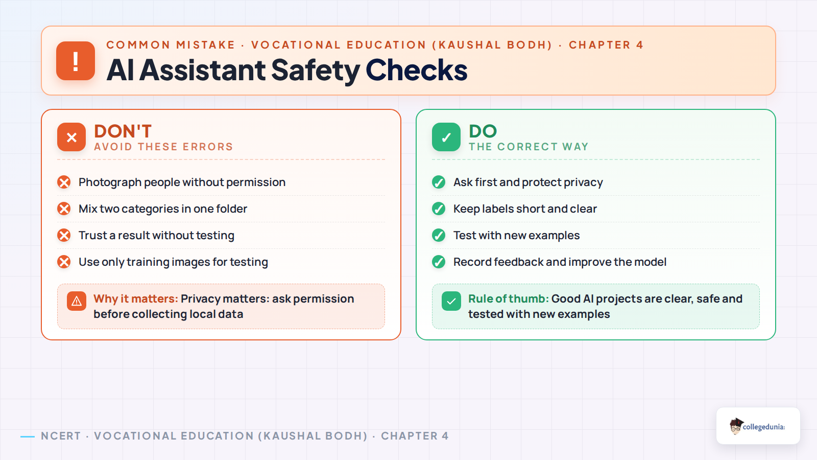 AI Assistant safety checks for Class 7 Kaushal Bodh notes