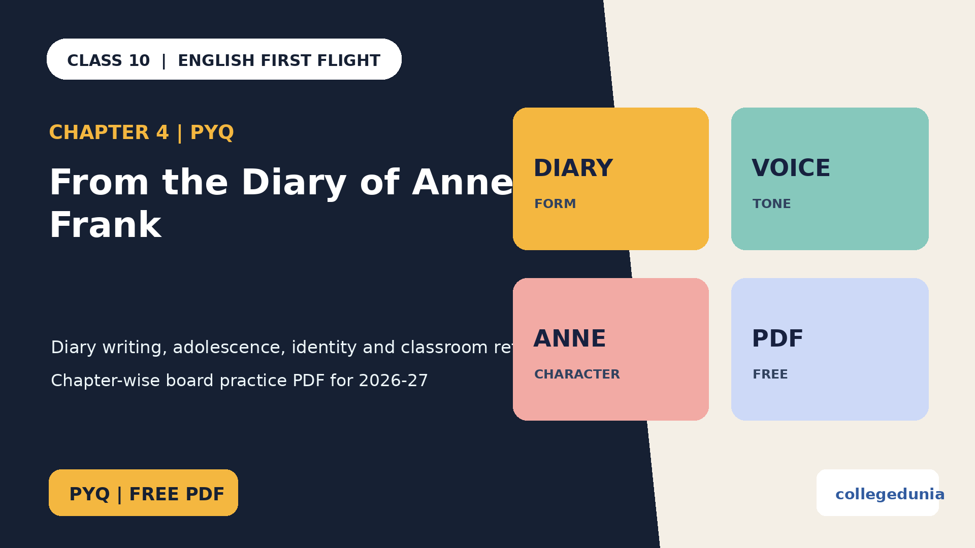 Class 10 English From the Diary of Anne Frank PYQ PDF