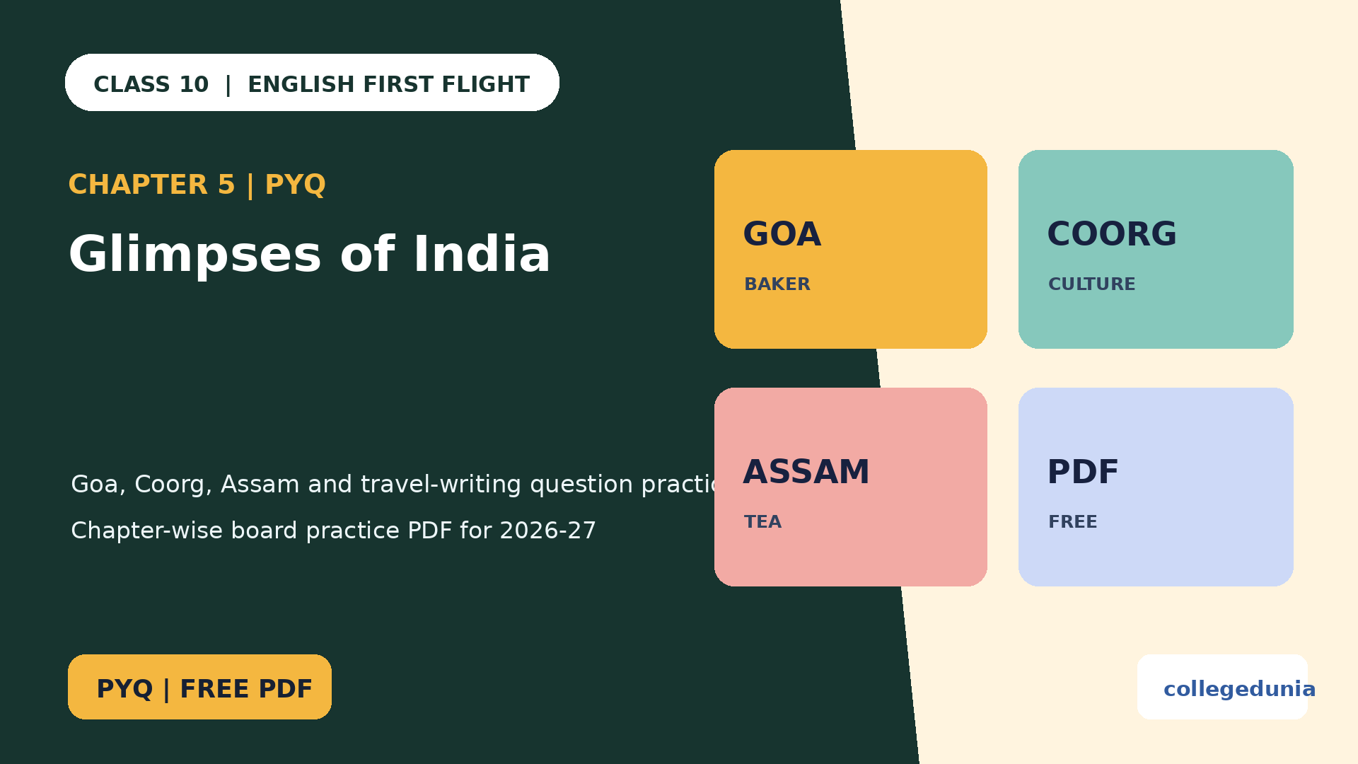 Class 10 English Glimpses of India PYQ PDF