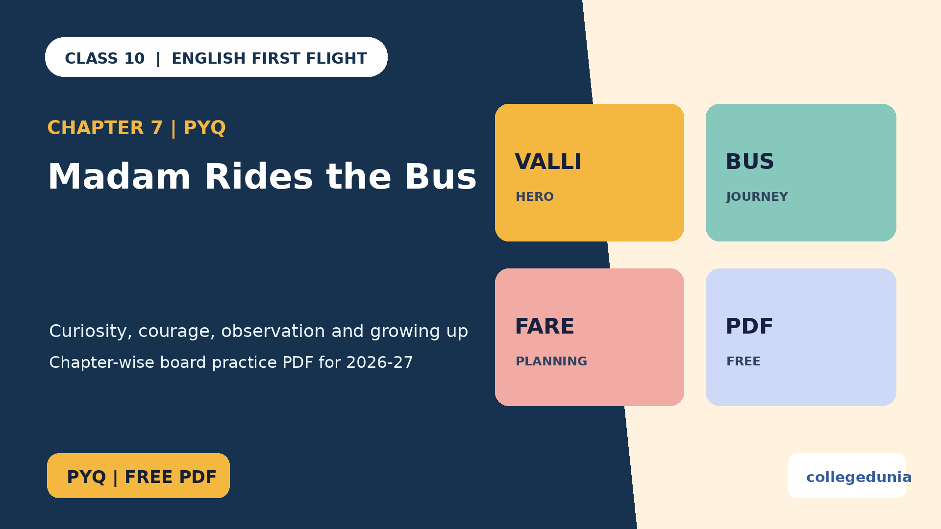 Class 10 English Madam Rides the Bus PYQ PDF