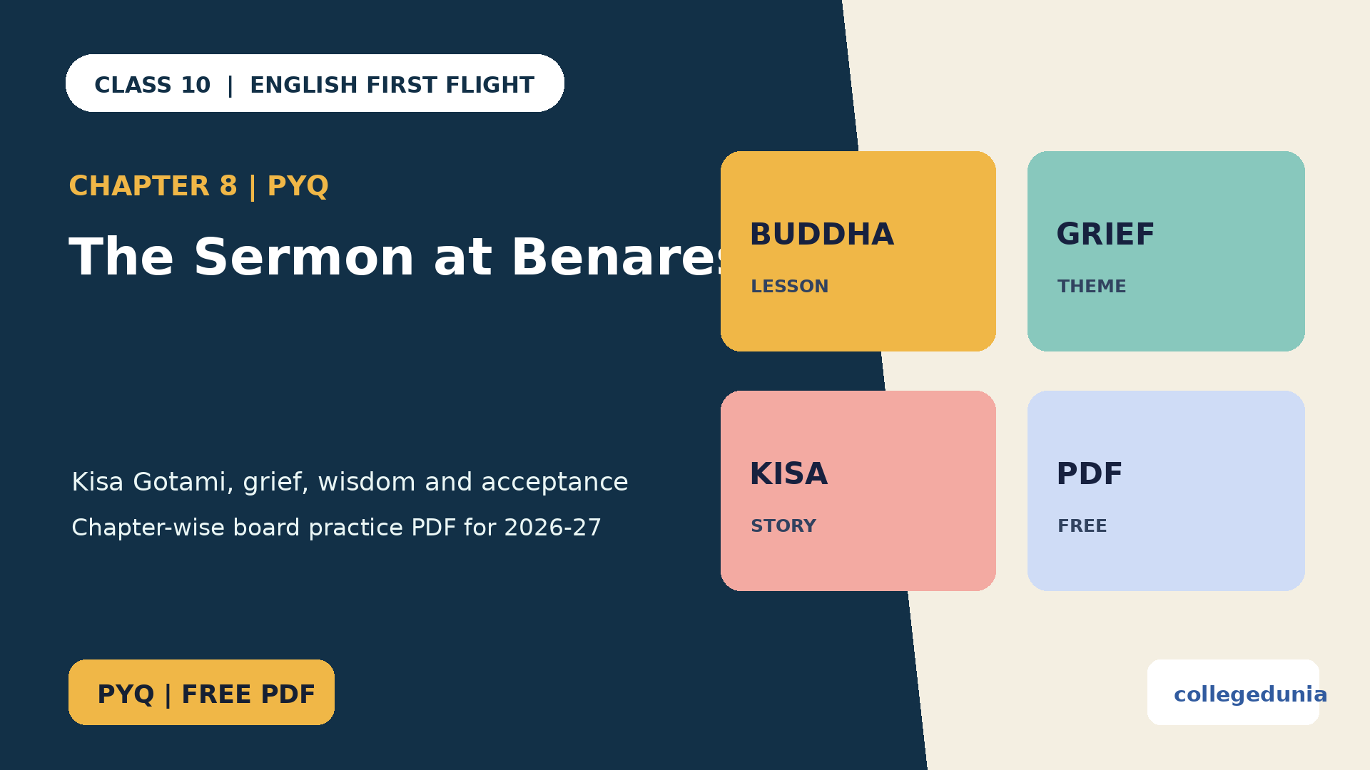 Class 10 English The Sermon at Benares PYQ PDF