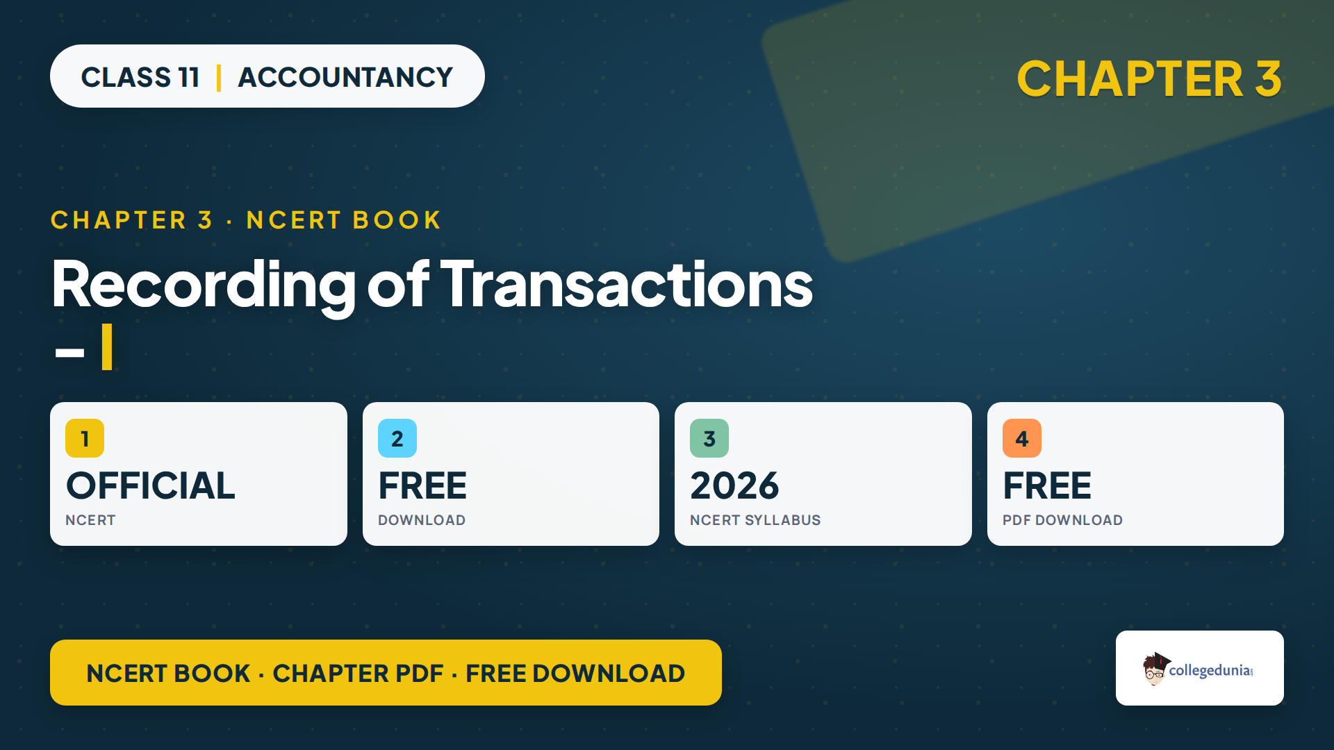 Class 11 Accountancy Chapter 3 Recording of Transactions I NCERT book