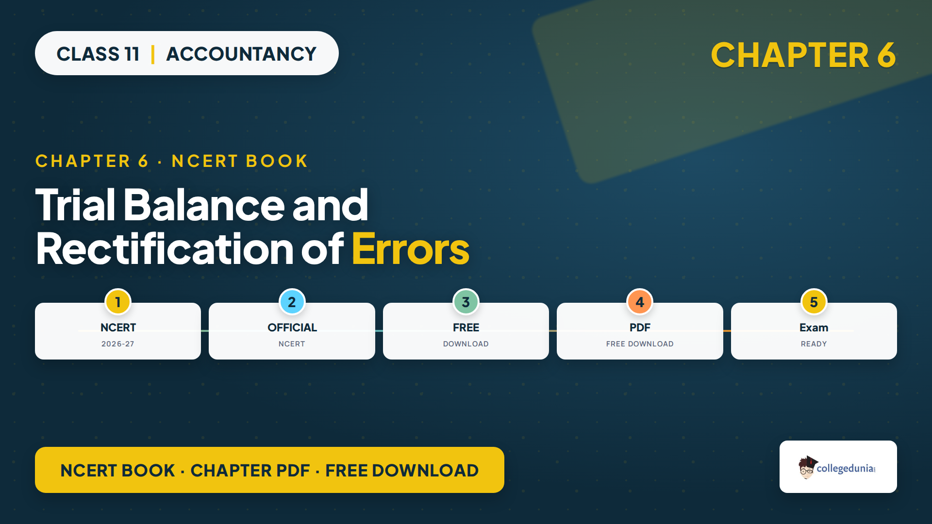 Class 11 Accountancy Chapter 6 Trial Balance and Rectification of Errors NCERT book