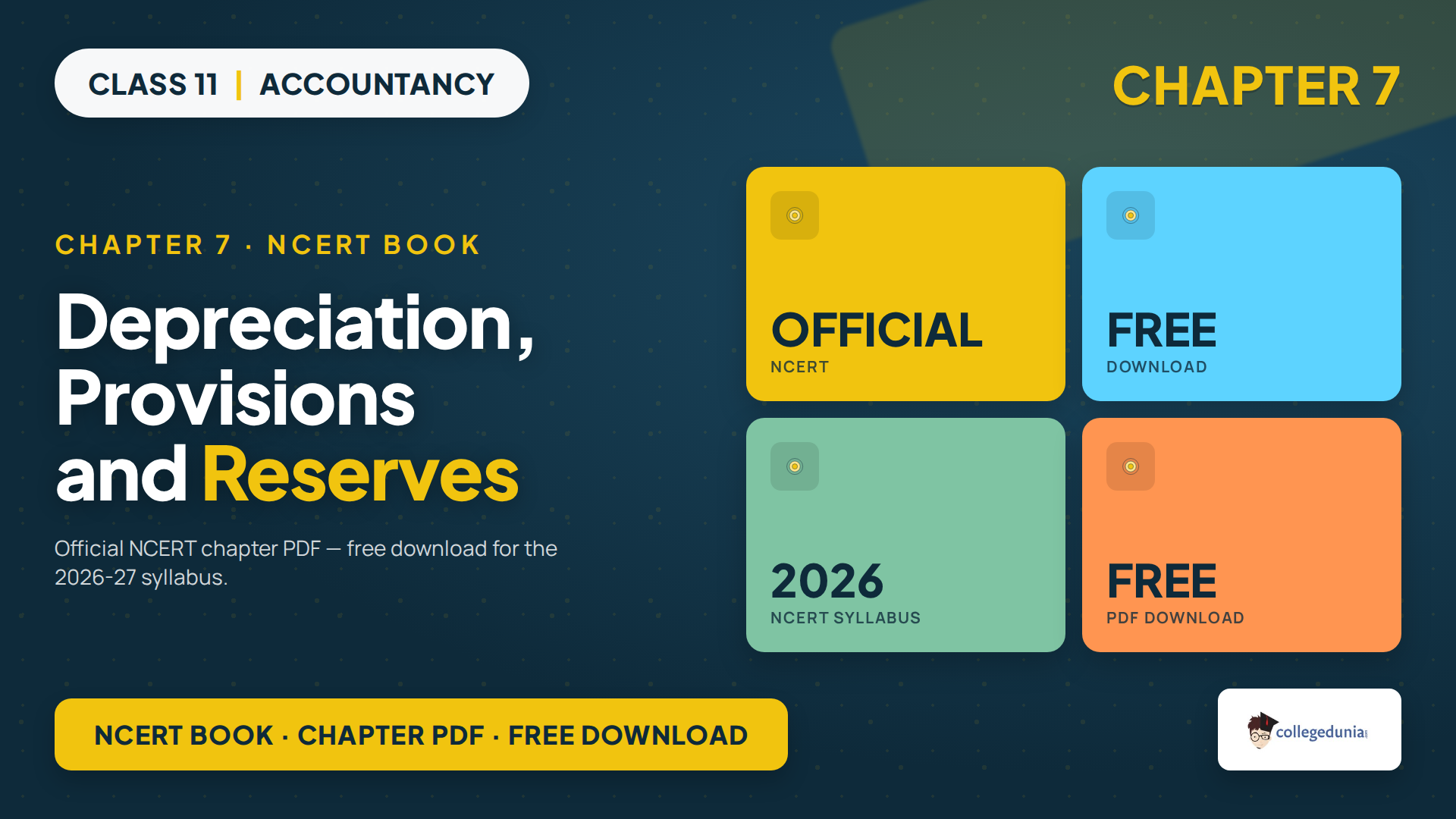 Class 11 Accountancy Chapter 7 Depreciation Provisions and Reserves NCERT book