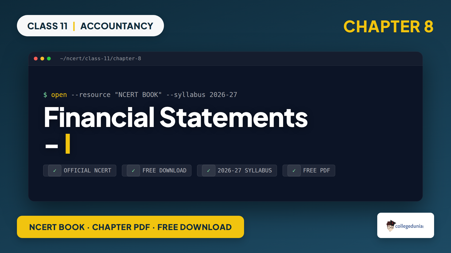 Class 11 Accountancy Chapter 8 Financial Statements I NCERT book