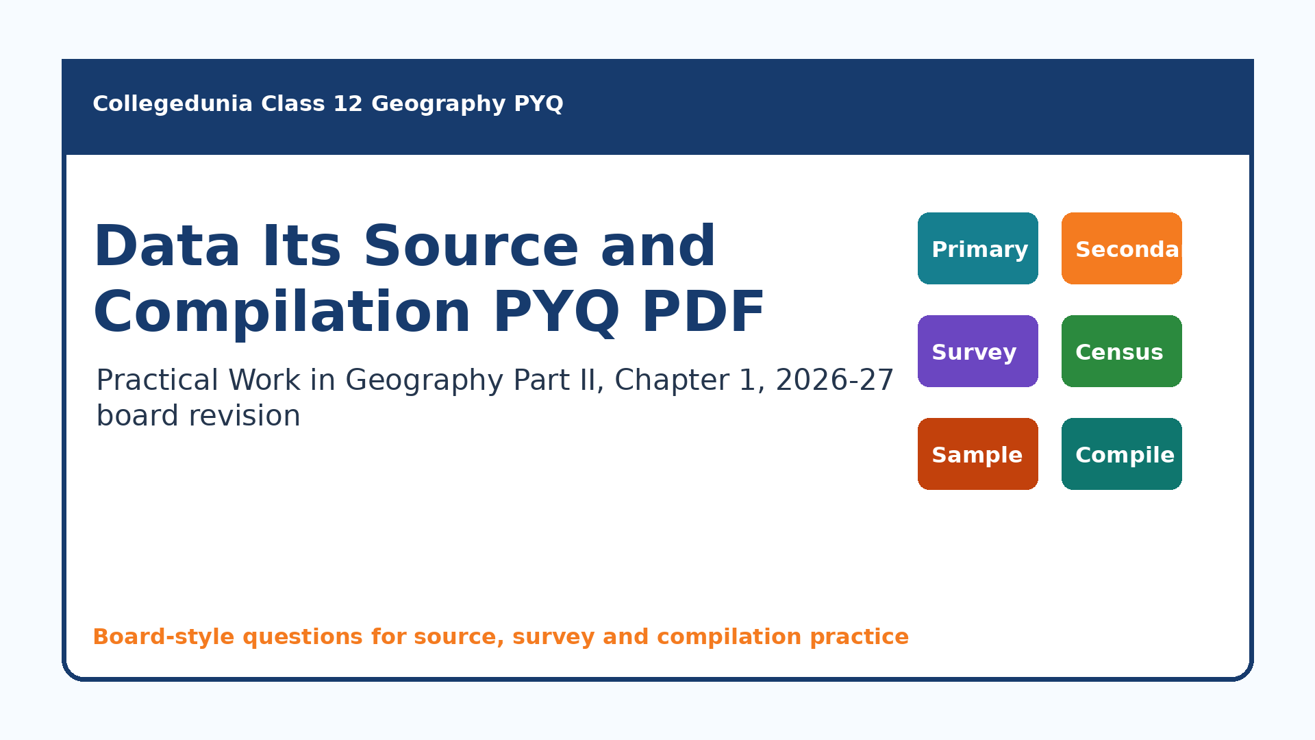 Class 12 Geography Data Its Source and Compilation PYQ PDF