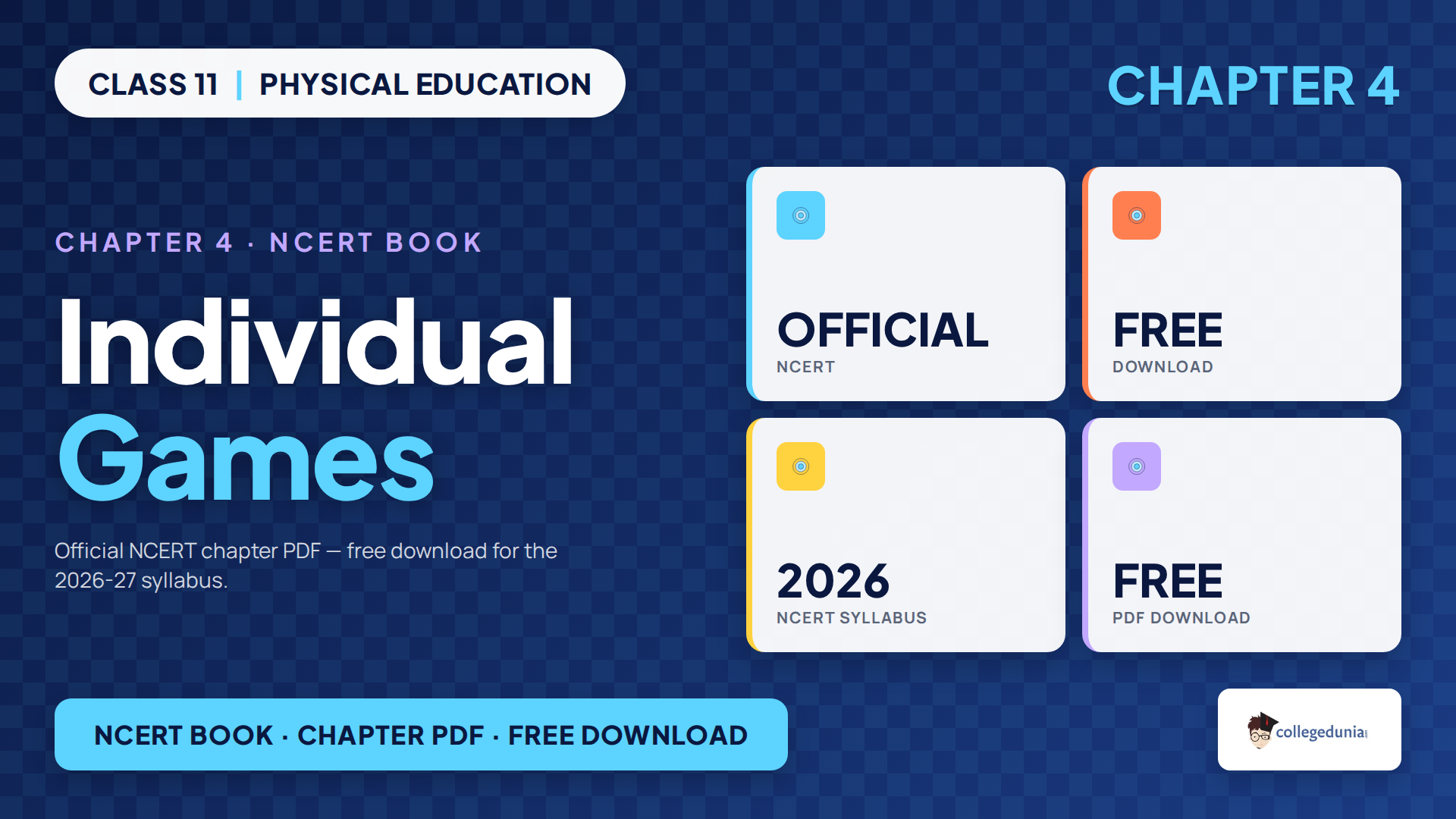 NCERT Class 11 Physical Education Chapter 4 Individual Games official book PDF for 2026-27