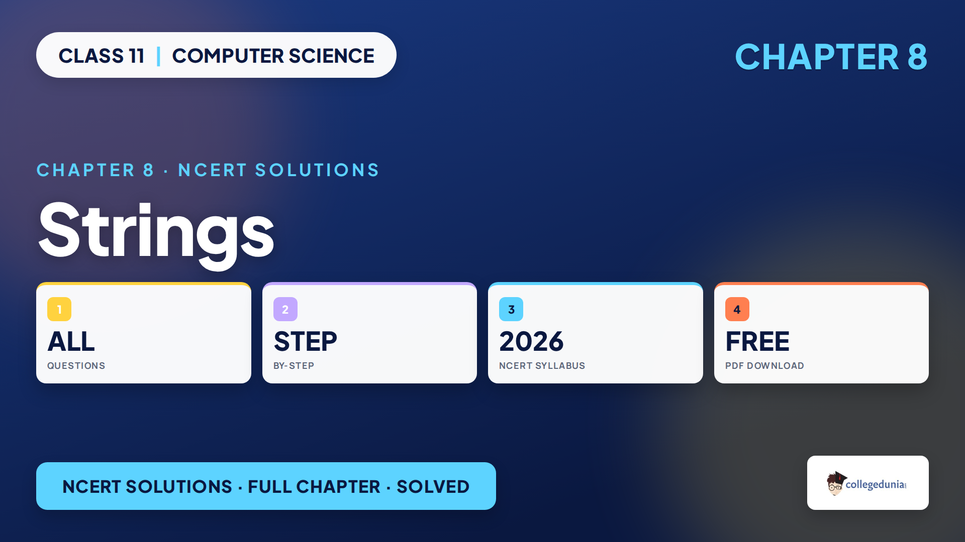 Class 11 Computer Science Chapter 8 Strings NCERT Solutions