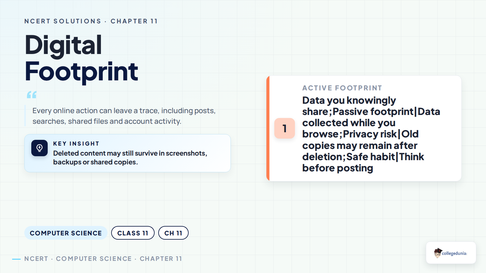 Digital footprint concept for Class 11 Computer Science