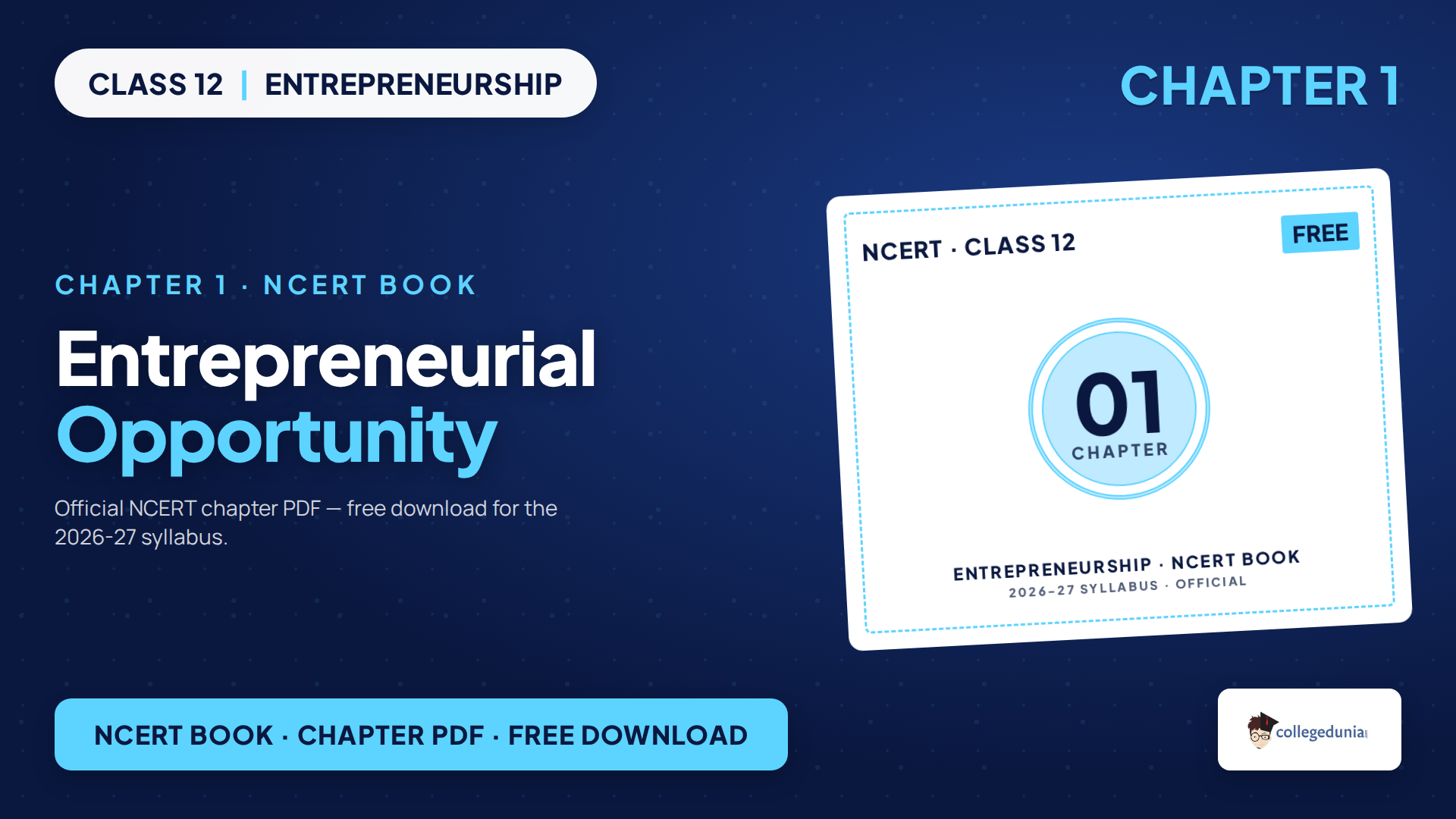 Class 12 Entrepreneurship Chapter 1 Entrepreneurial Opportunity NCERT book PDF
