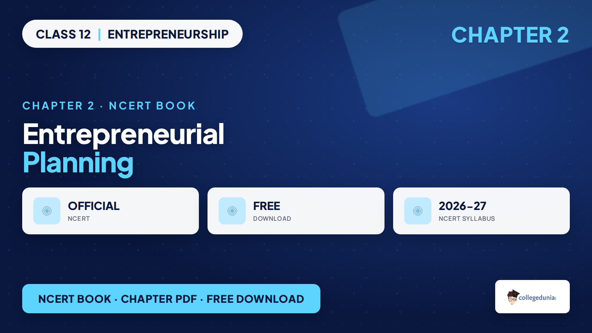 Class 12 Entrepreneurship Chapter 2 Entrepreneurial Planning NCERT book PDF