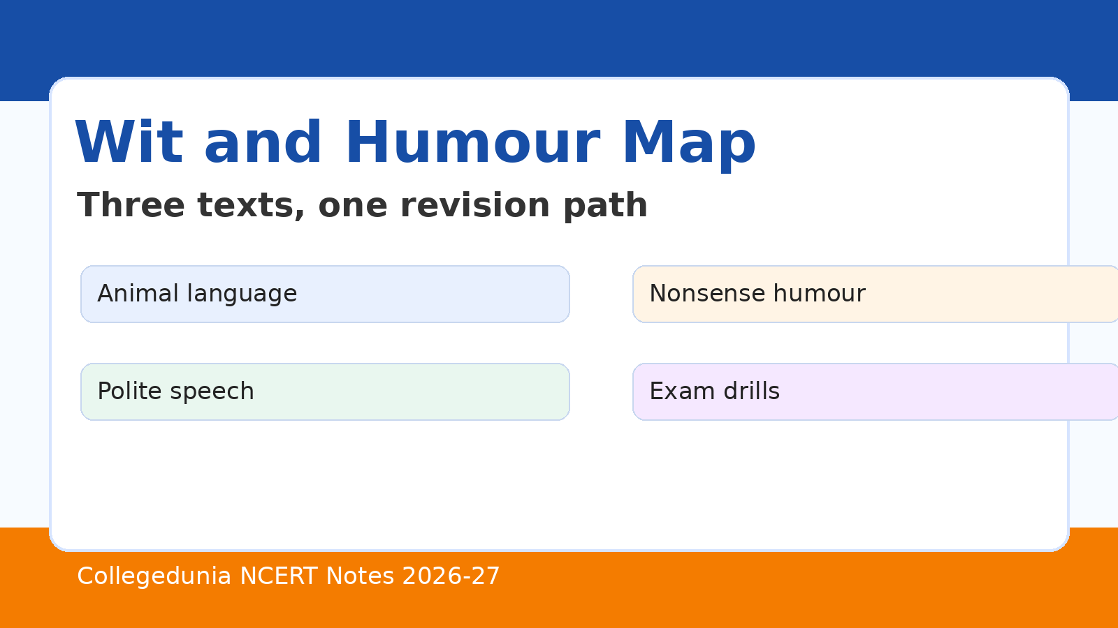 Wit and Humour story and poem revision map