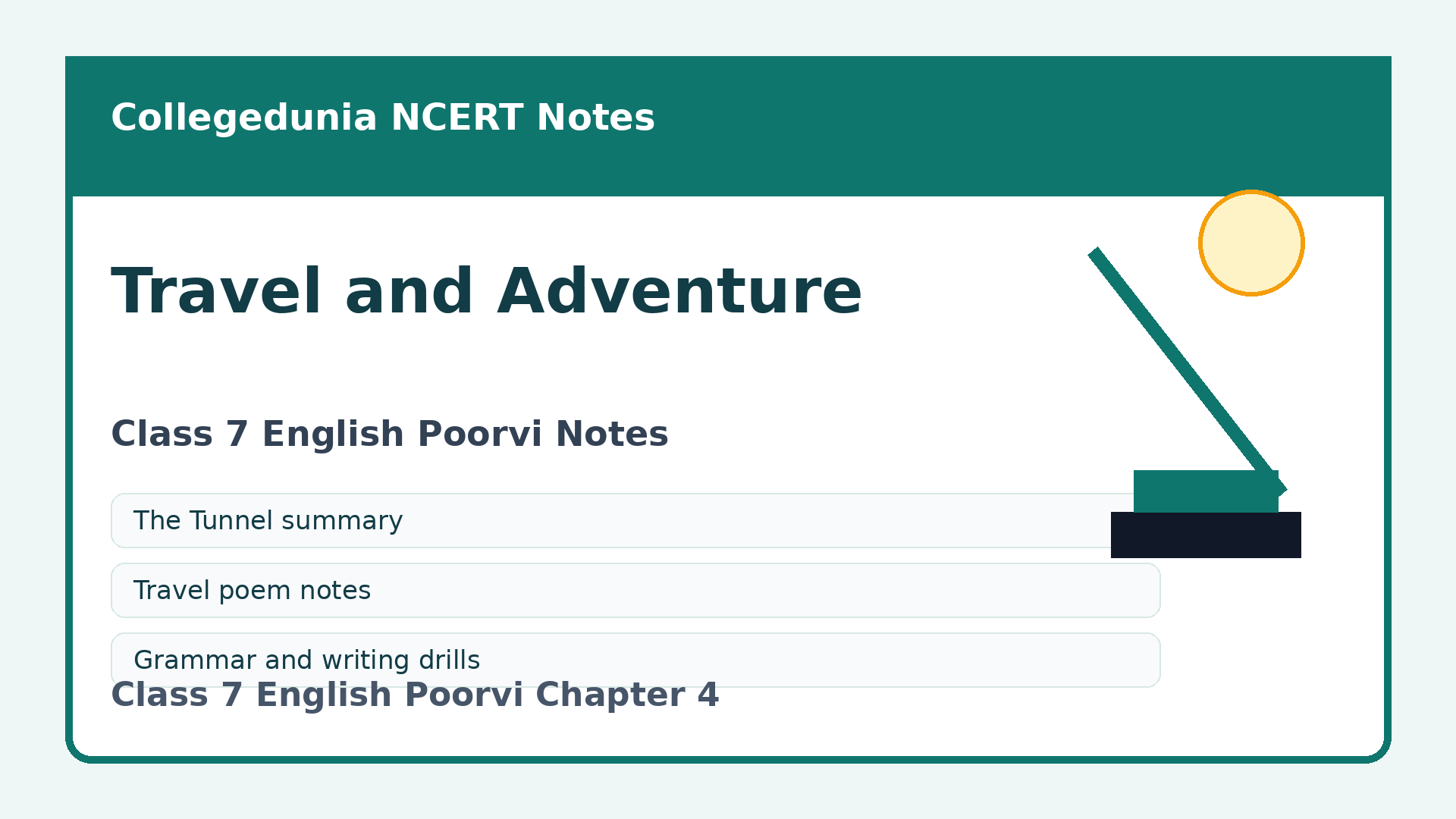 Class 7 English Poorvi Travel and Adventure notes