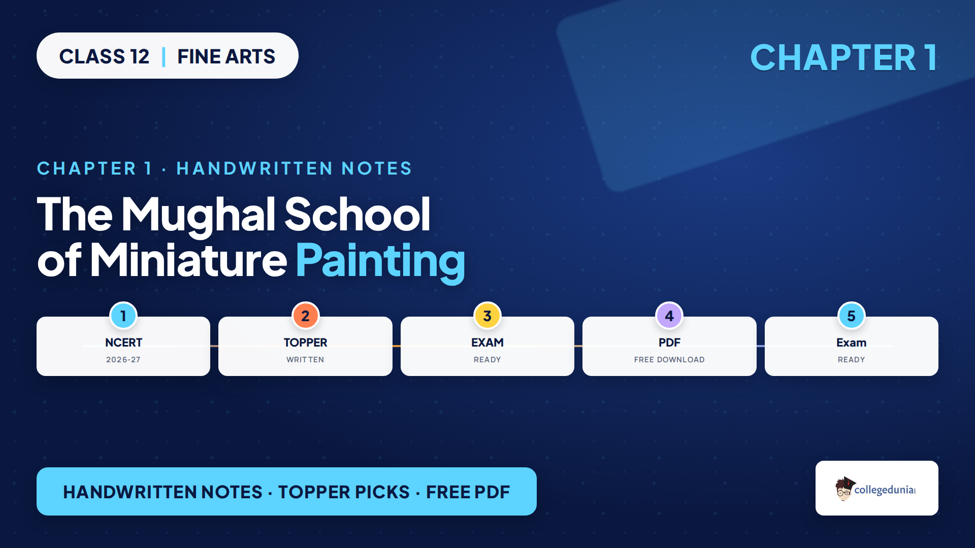 Class 12 Fine Arts The Mughal School of Miniature Painting handwritten notes