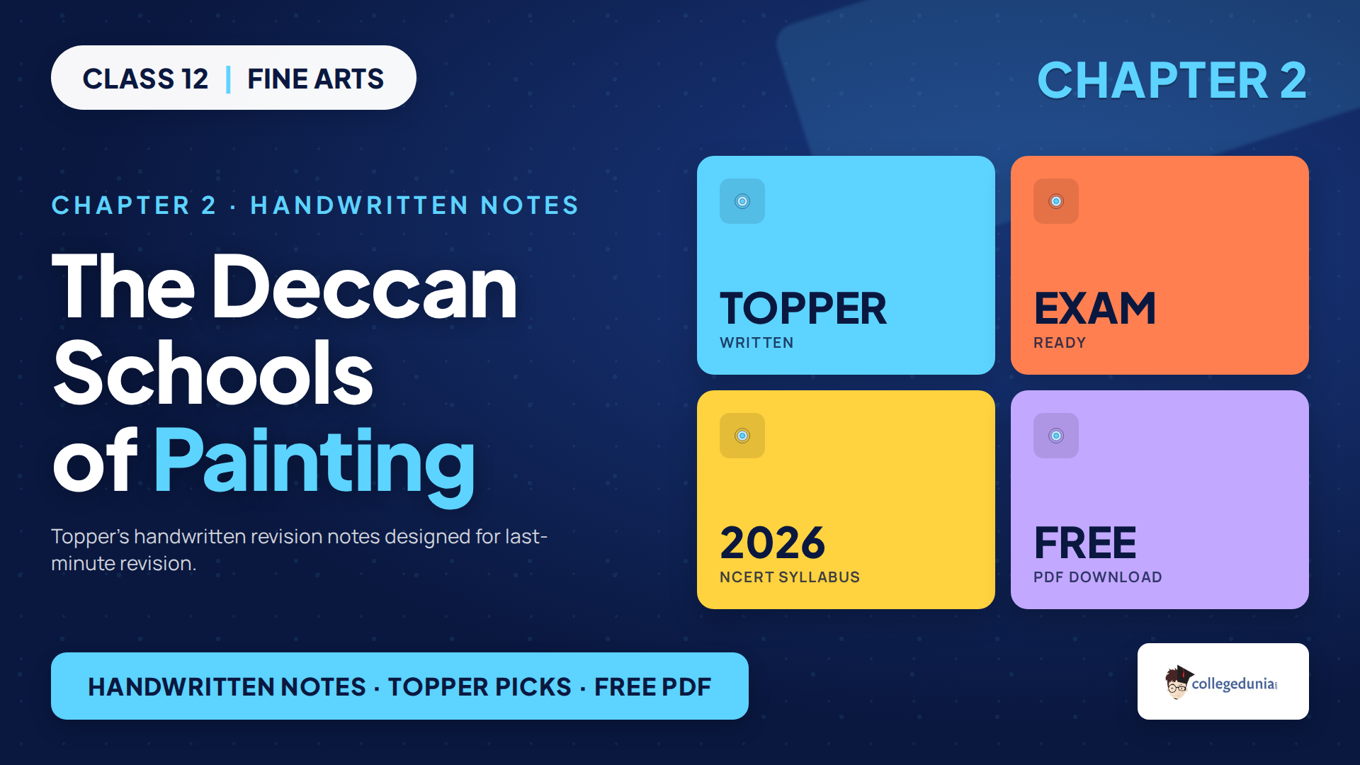 Class 12 Fine Arts The Deccan Schools of Painting handwritten notes