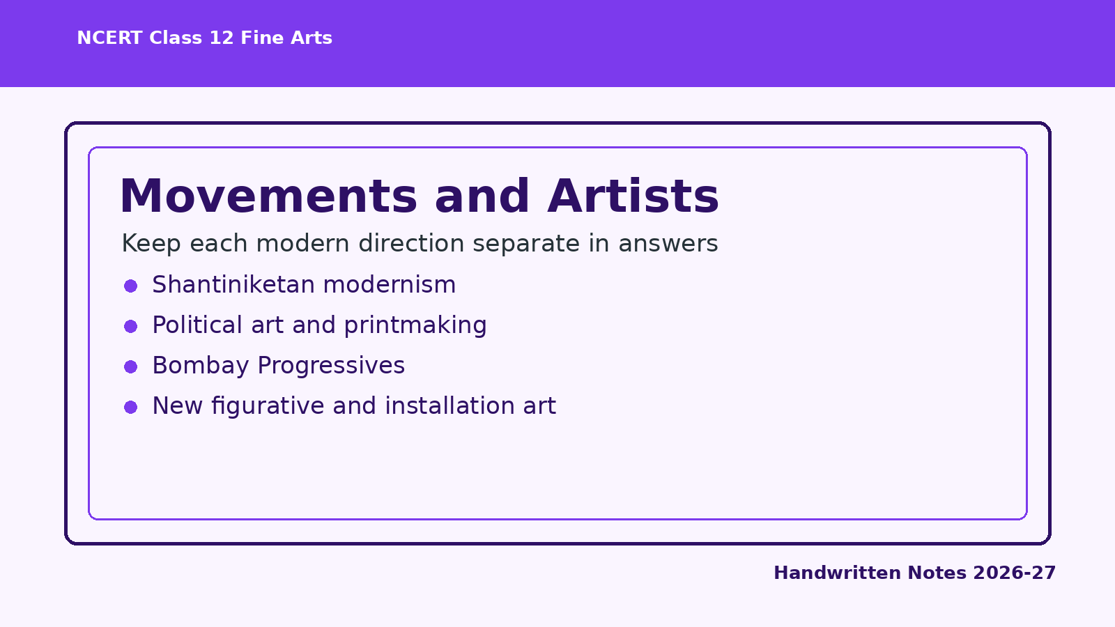 Modern Indian Art movements and artists comparison for Fine Arts revision