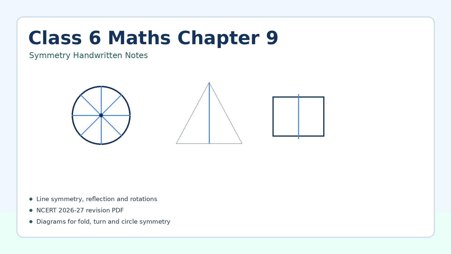 Class 6 Mathematics Symmetry handwritten notes