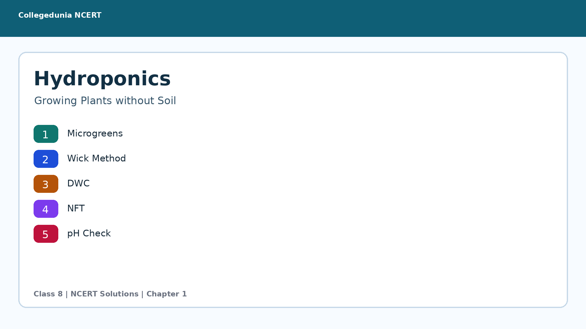 Class 8 Vocational Education Hydroponics NCERT Solutions