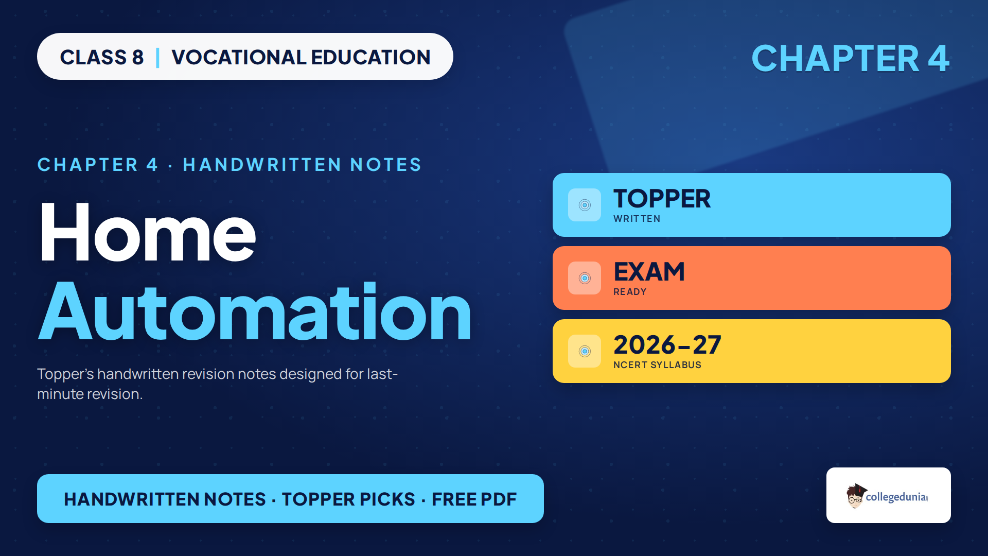 Class 8 Vocational Education Chapter 4 Home Automation handwritten notes