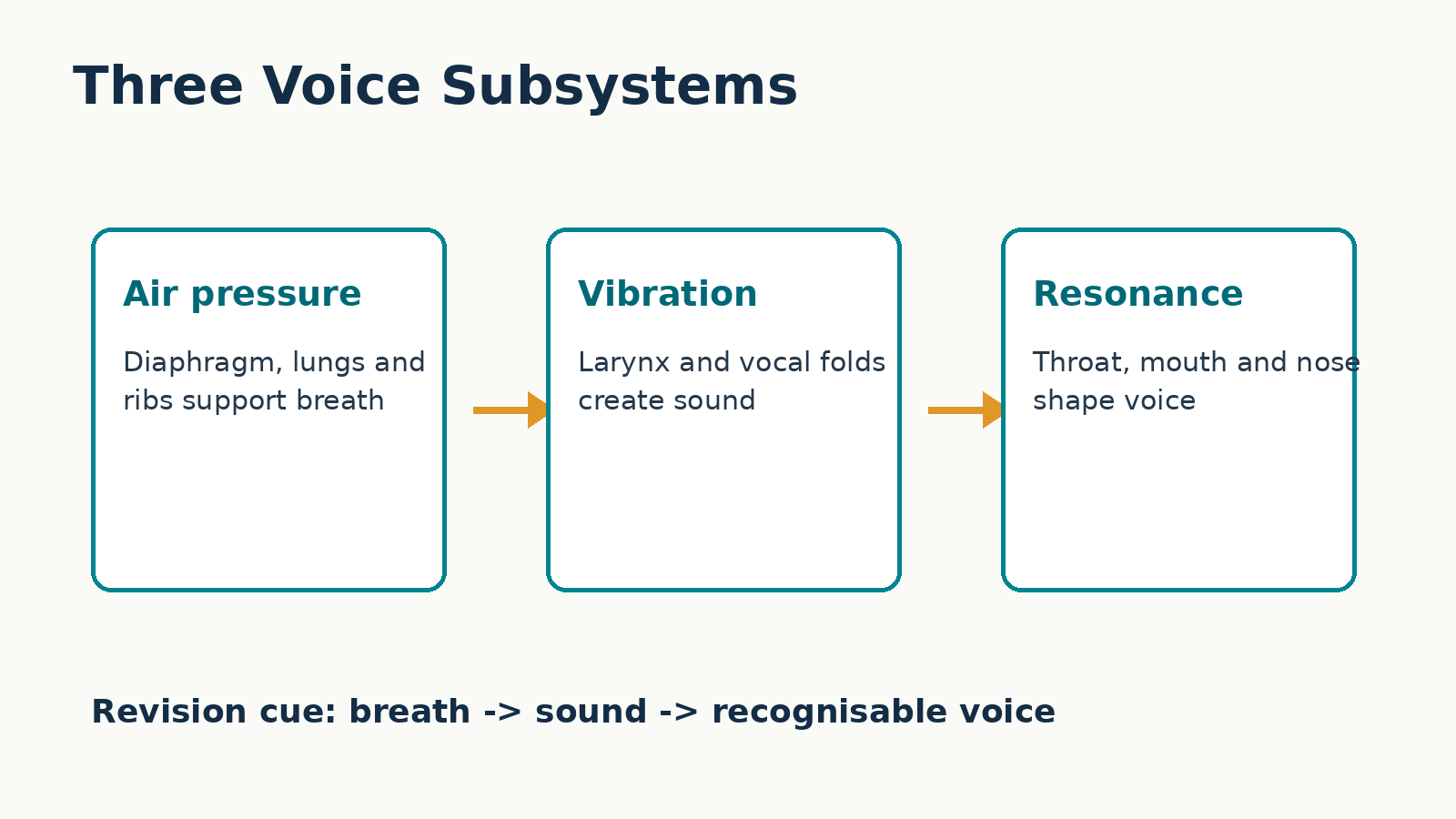 Three voice subsystems for Class 8 Arts play reading