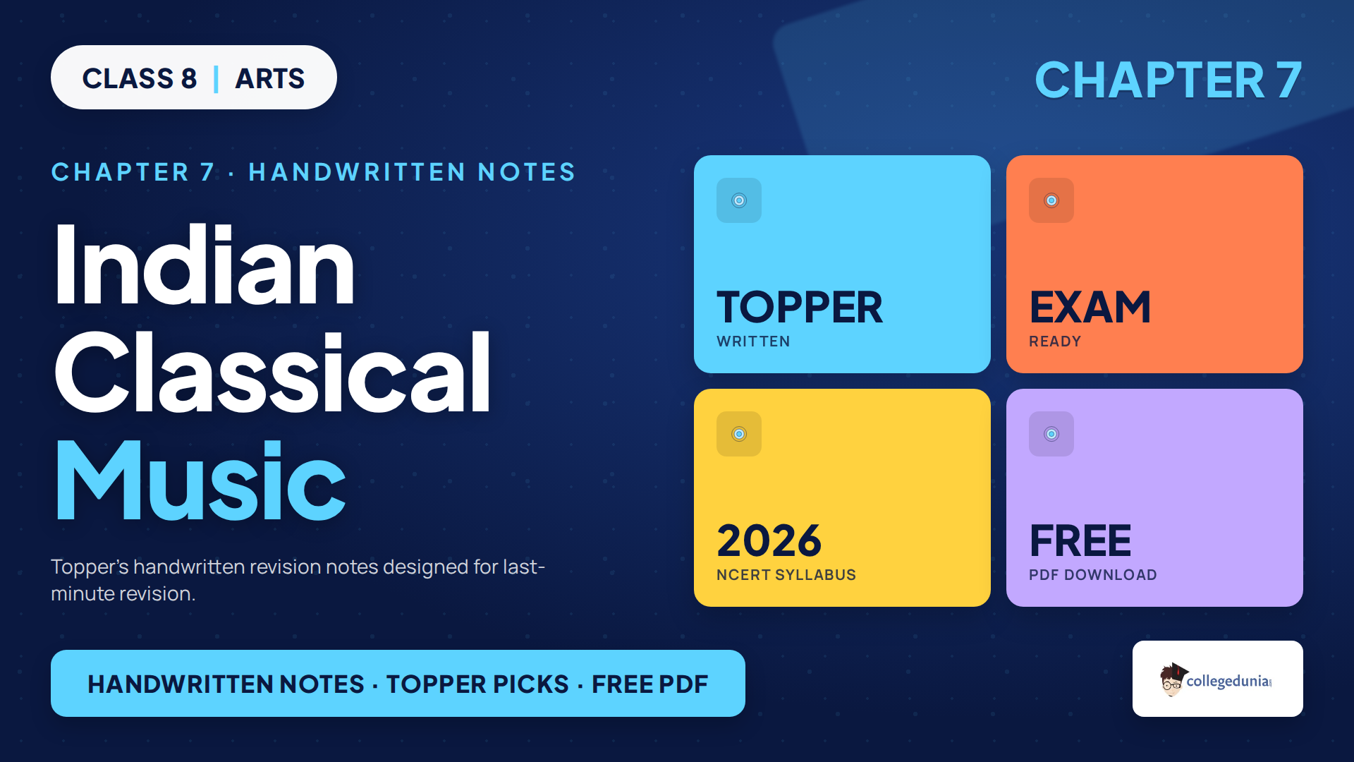 Class 8 Arts Kriti Indian Classical Music handwritten notes