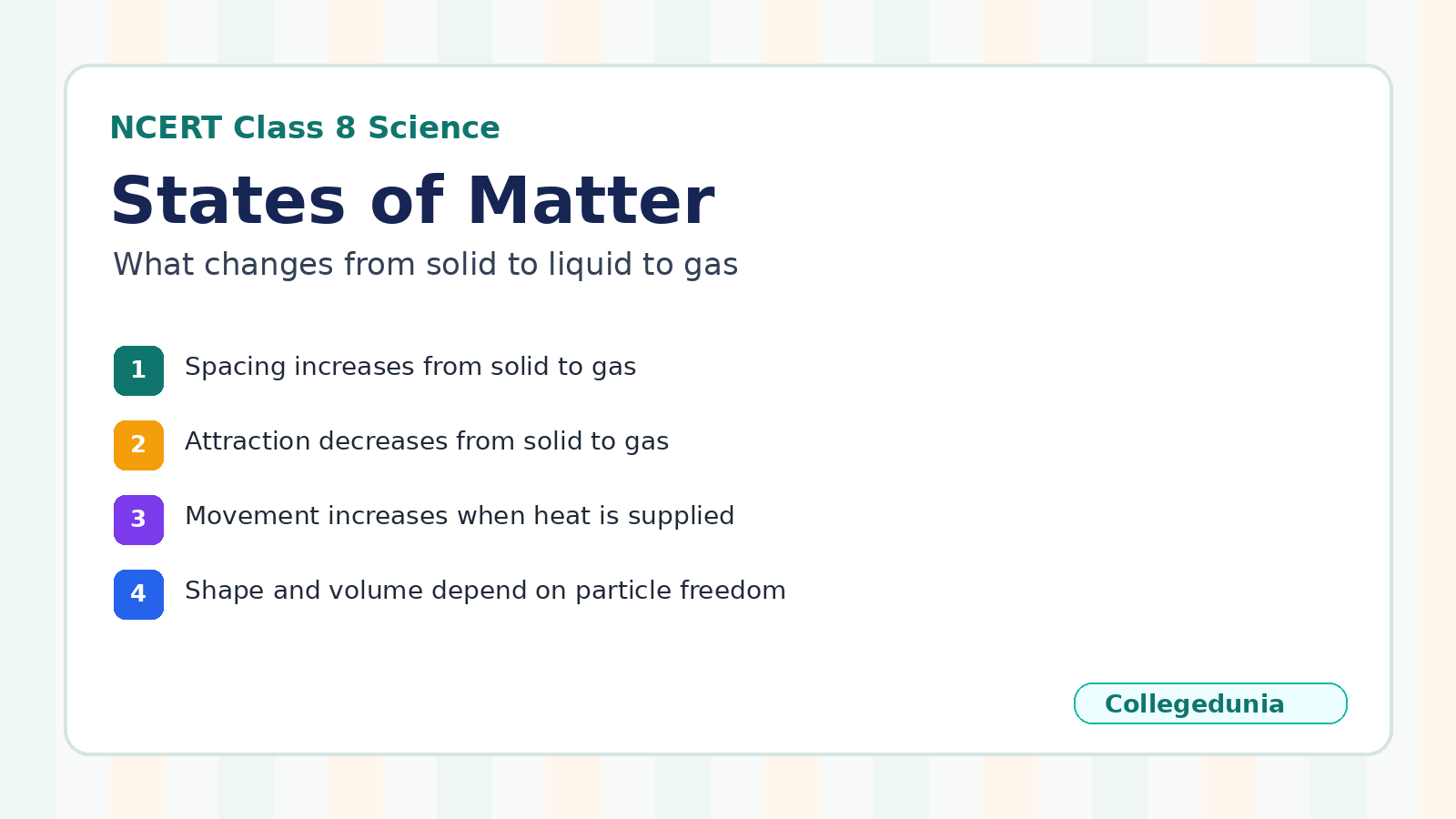 Solids liquids and gases comparison for Class 8 Science Chapter 7