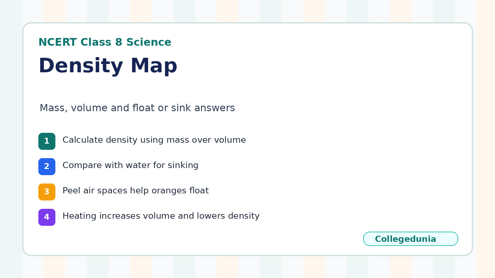Density float and sink answers for Class 8 Science Chapter 9