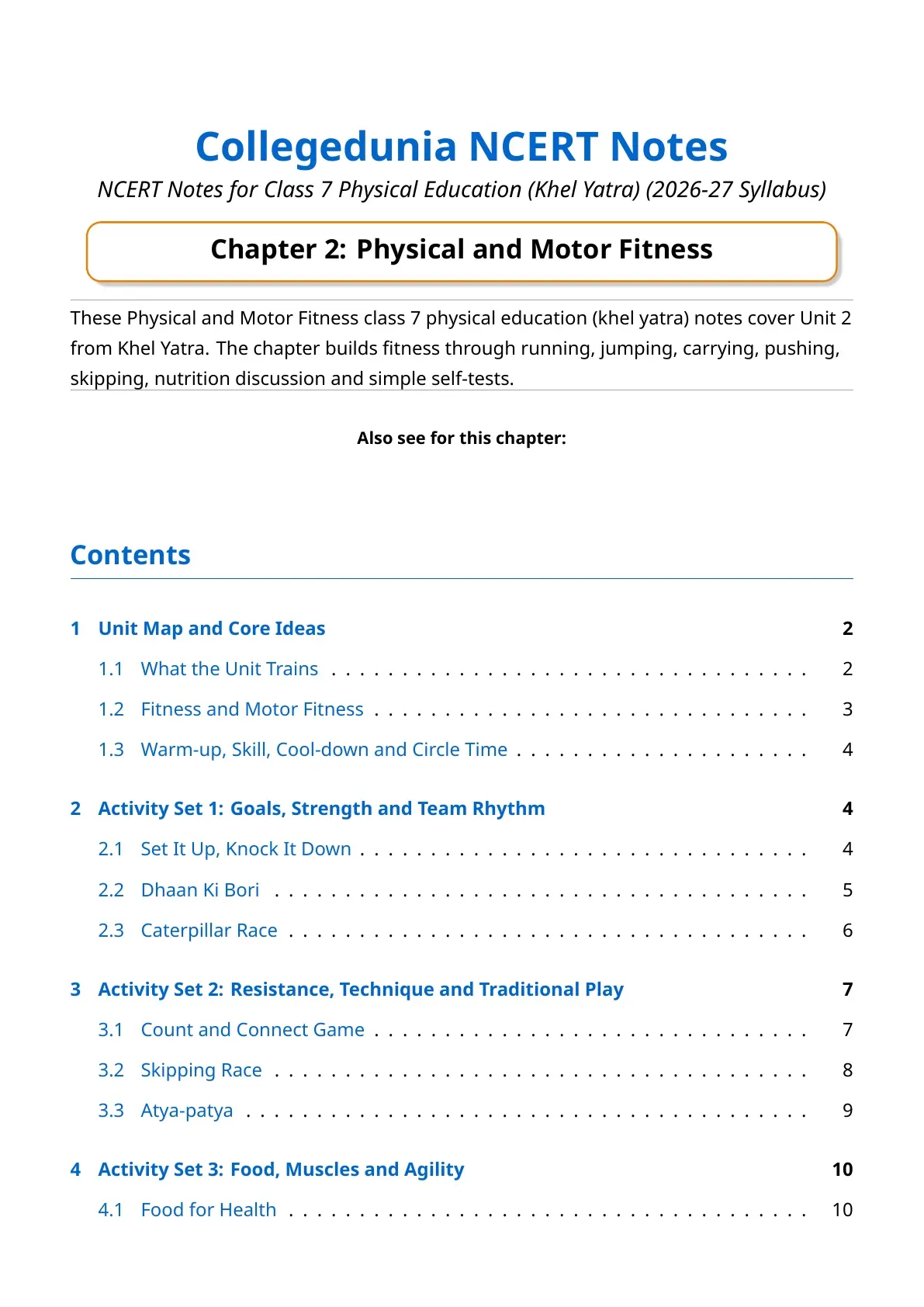 Class 7 Khel Yatra Chapter 2 Notes 2026-27