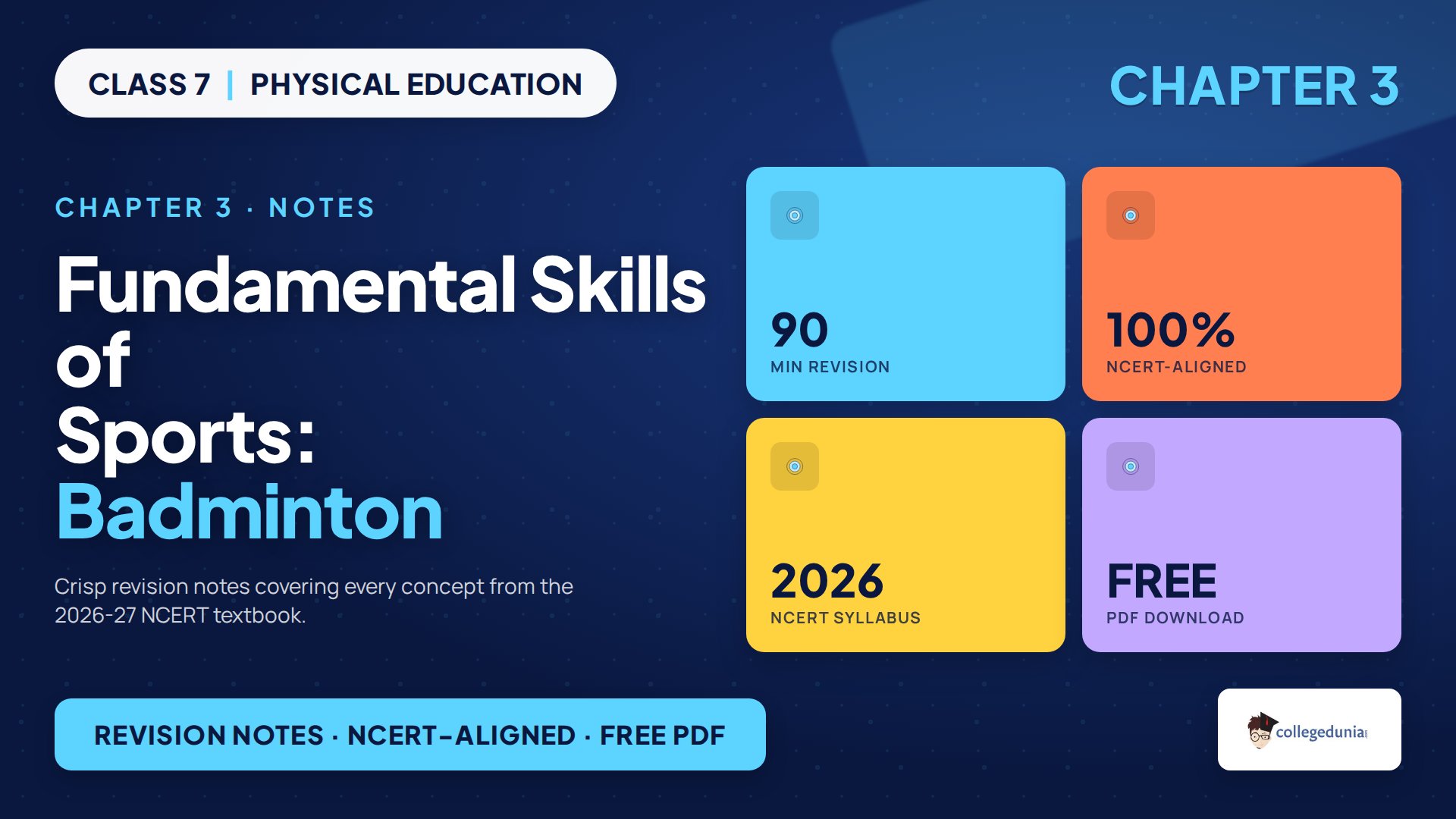 Class 7 Khel Yatra Chapter 3 Fundamental Skills of Sports Badminton notes 2026-27