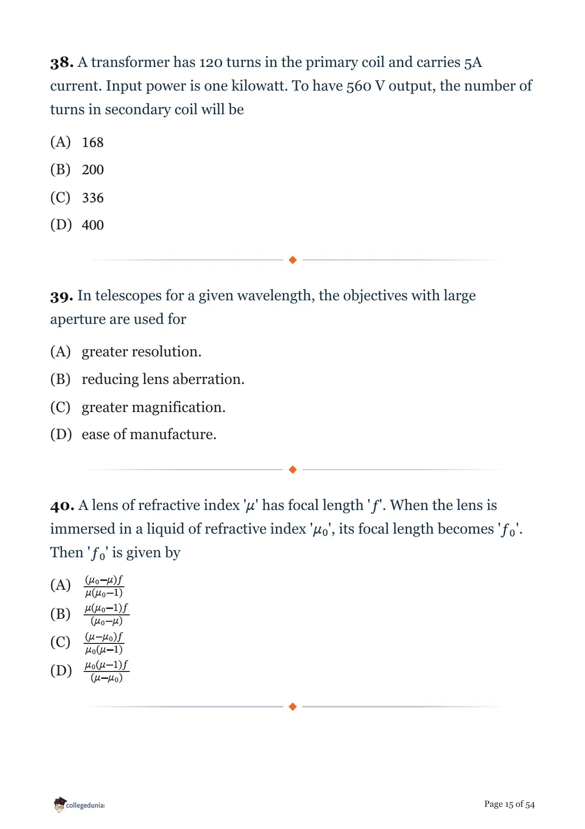 MHT CET 2026 April 17 Shift 1 PCM Question Paper page 15