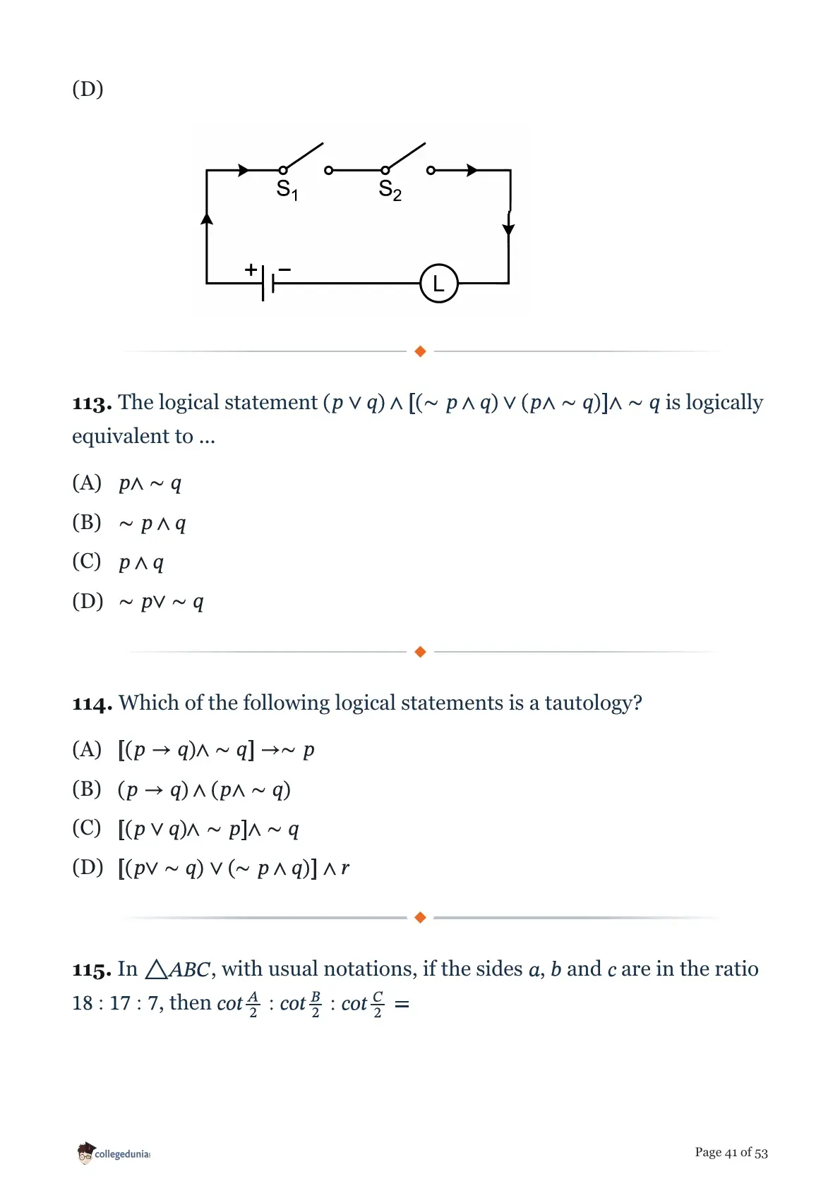 MHT CET 2026 April 19 Shift 1 PCM Question Paper page 41