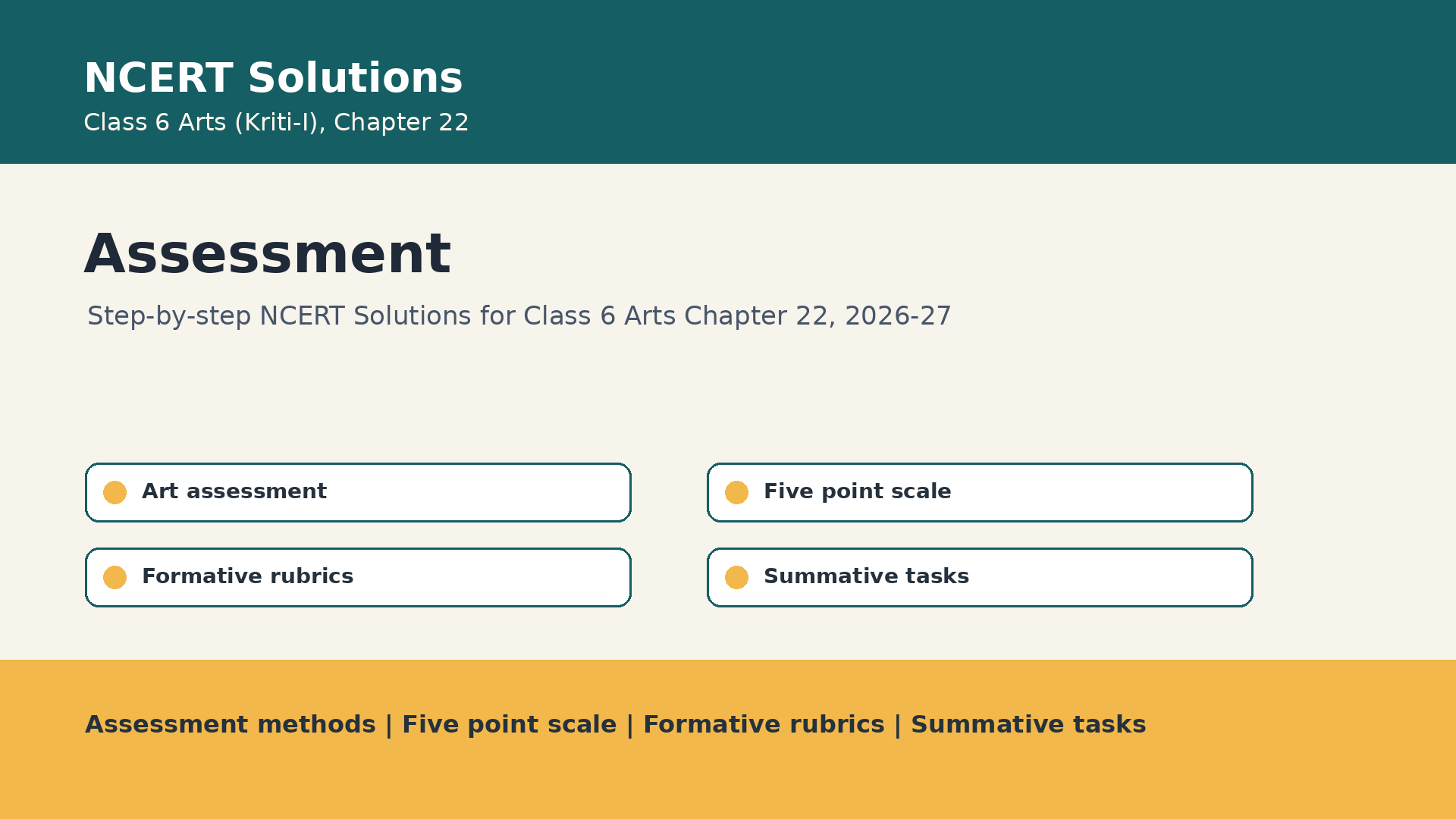 Class 6 Arts Chapter 22 Assessment NCERT Solutions
