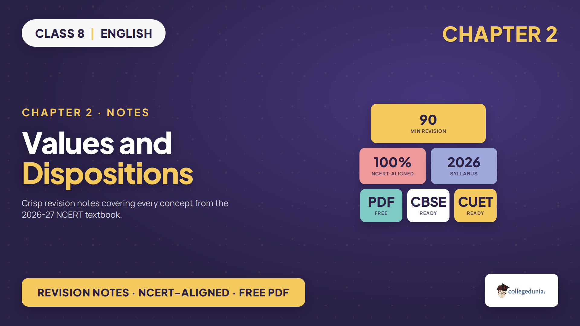 NCERT Class 8 English Poorvi Chapter 2 Values and Dispositions Notes