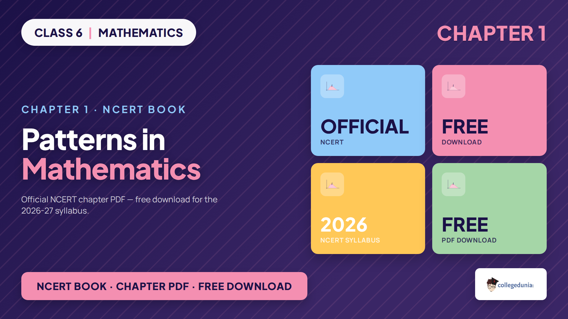 NCERT Class 6 Mathematics Chapter 1 Patterns in Mathematics book PDF cover