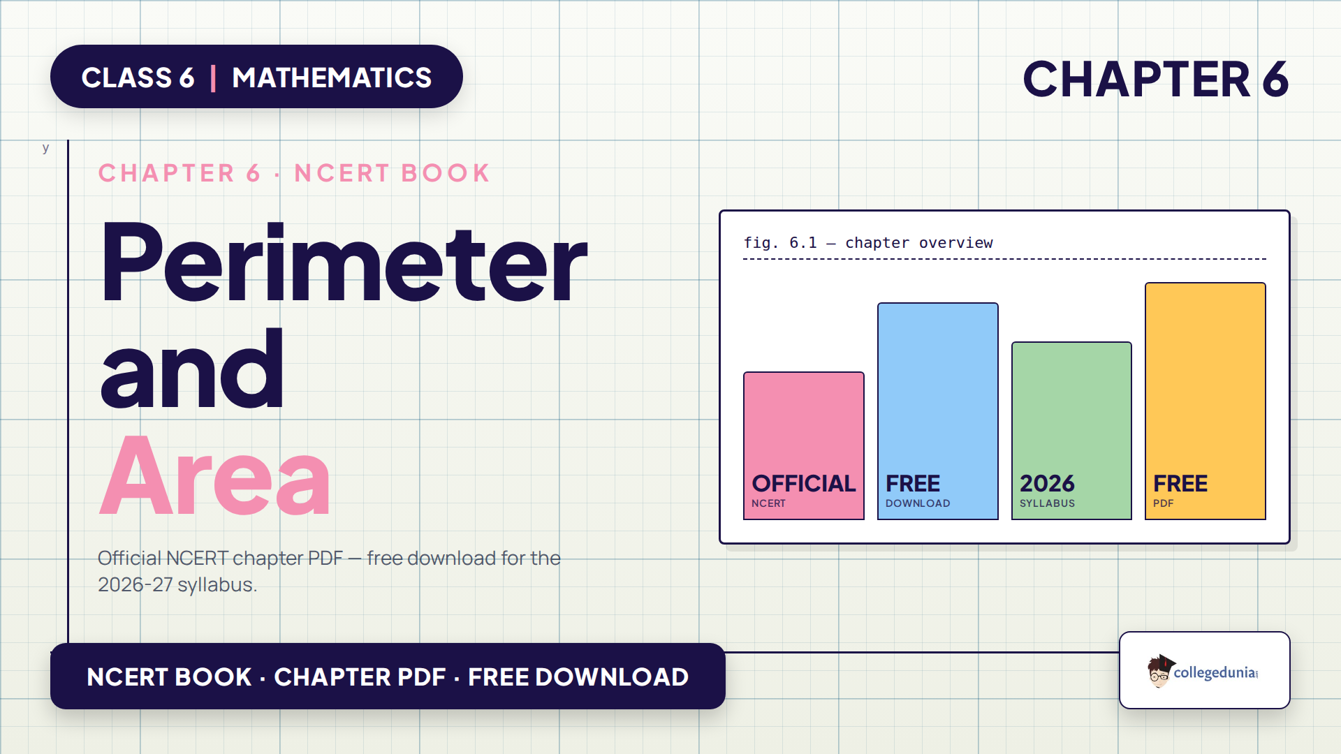 NCERT Class 6 Mathematics Chapter 6 Perimeter and Area book PDF cover