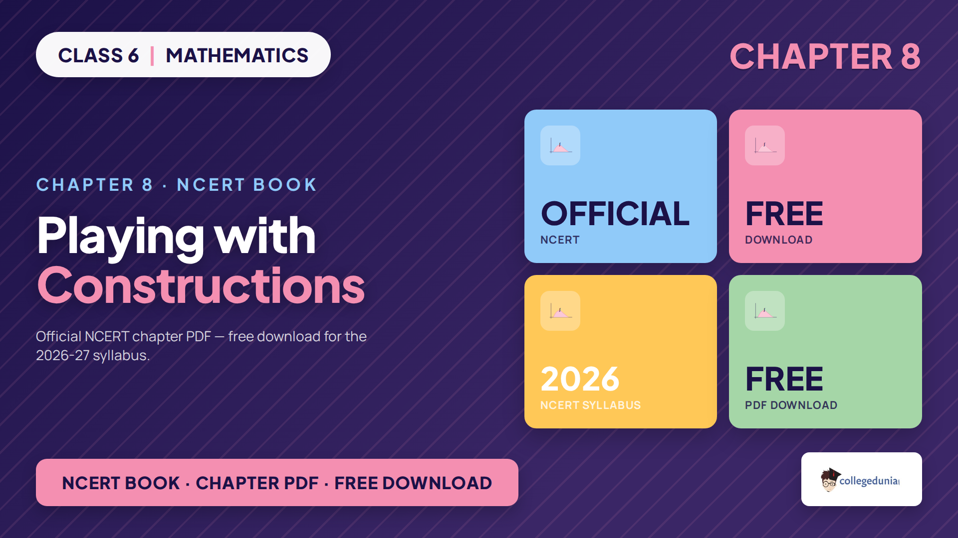 NCERT Class 6 Mathematics Chapter 8 Playing with Constructions book PDF cover